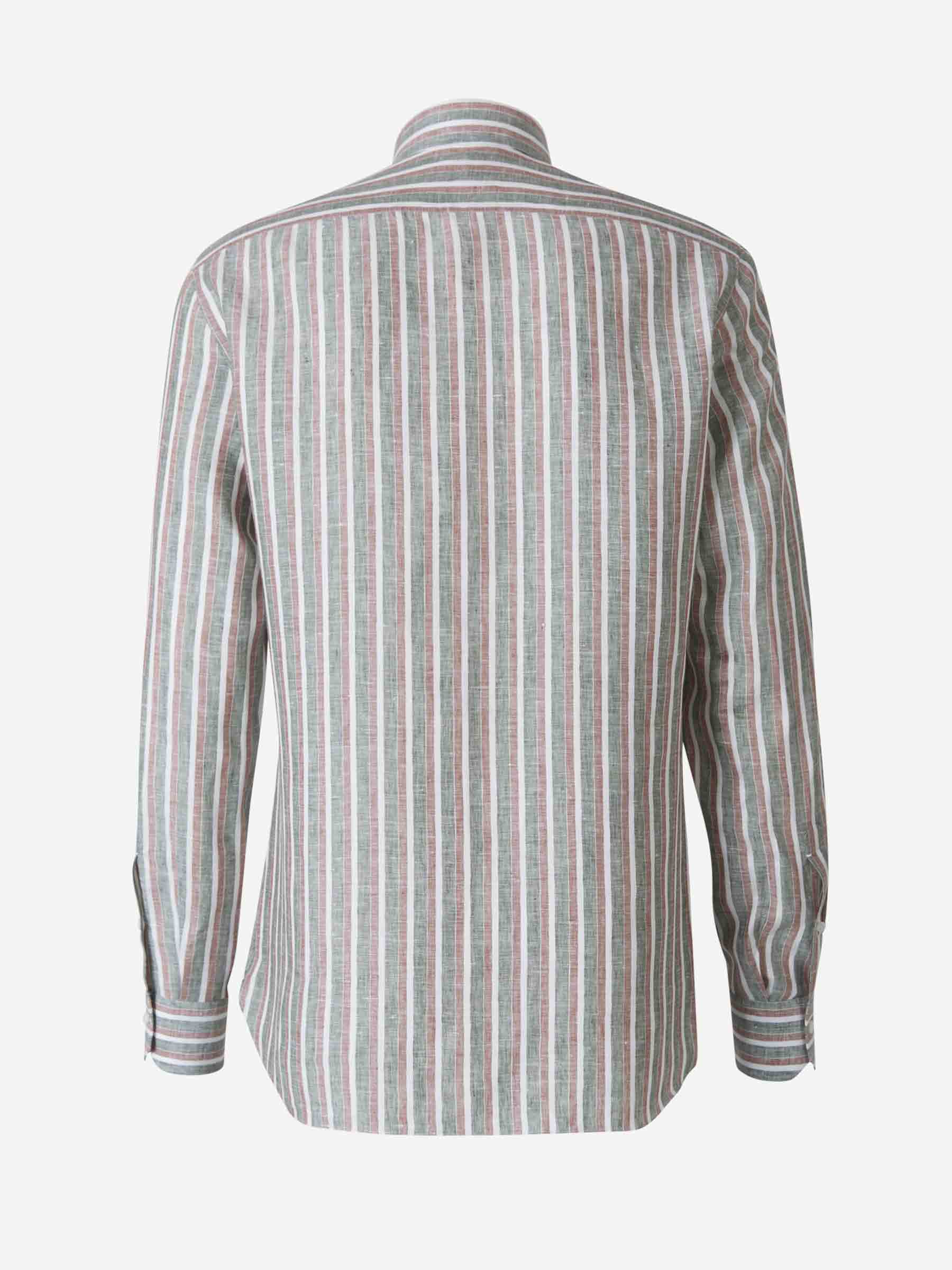 Isaia Camisa Lino Rayas color Verde Militar sku 531-005506 01 - Foto 2