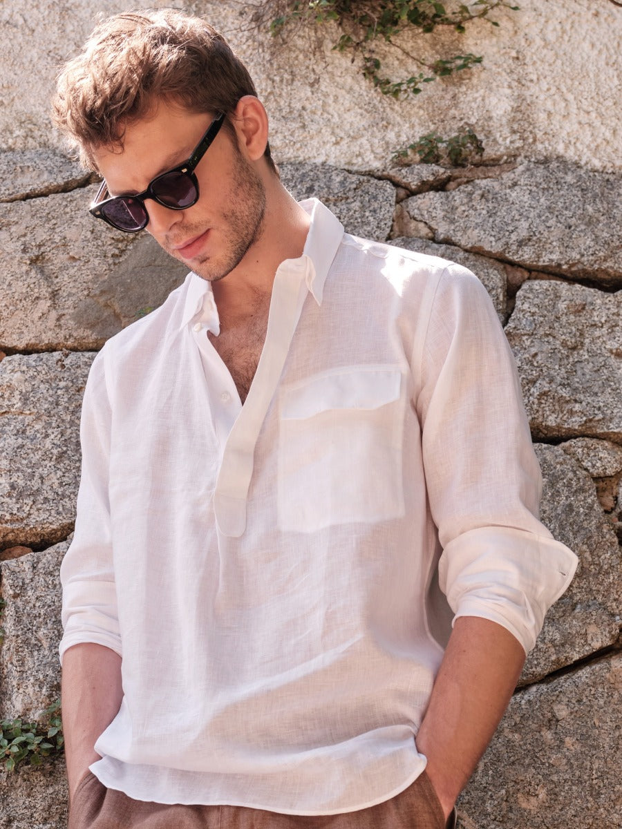 Brioni Camisa Bolsillo Lino color Blanco sku 531-005508 01 - Foto 6