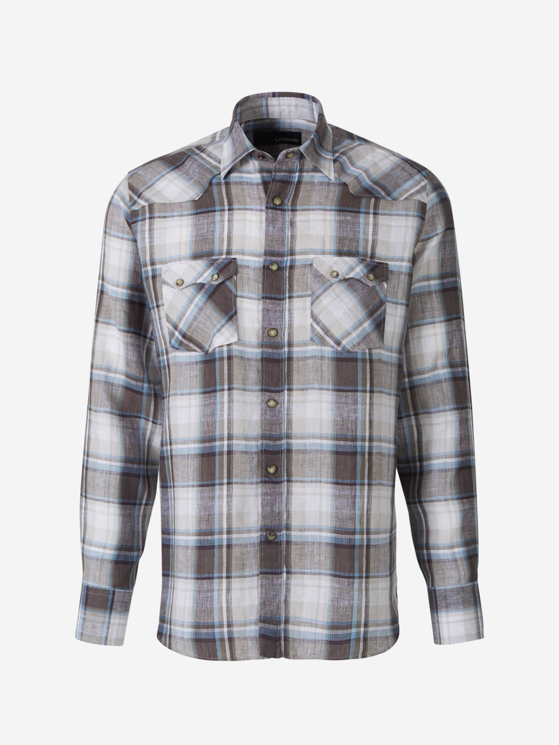 Lardini Camisa Motivo Cuadros color Gris Claro sku 531-005521 01 - Foto 1