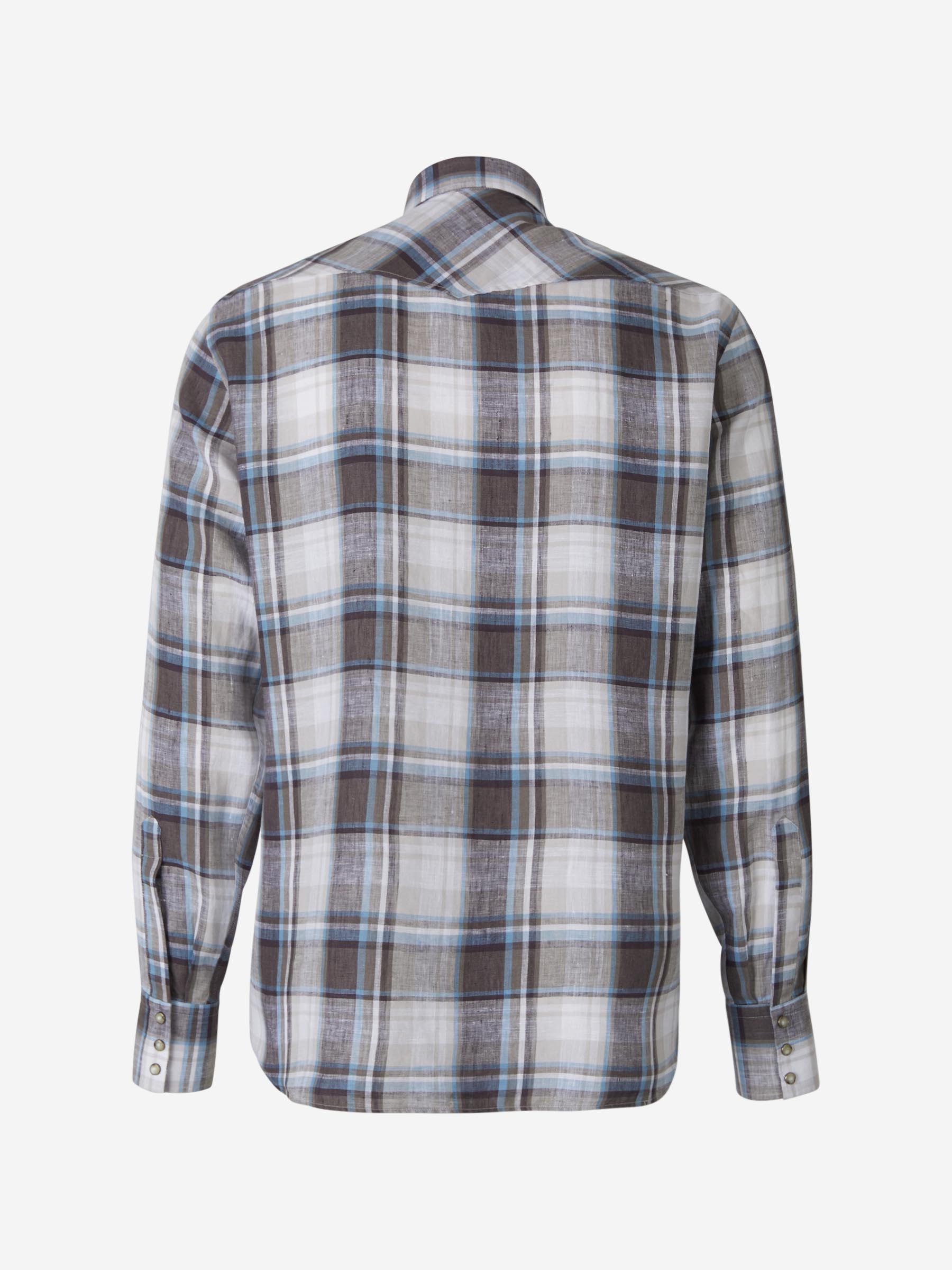 Lardini Camisa Motivo Cuadros color Gris Claro sku 531-005521 01 - Foto 2