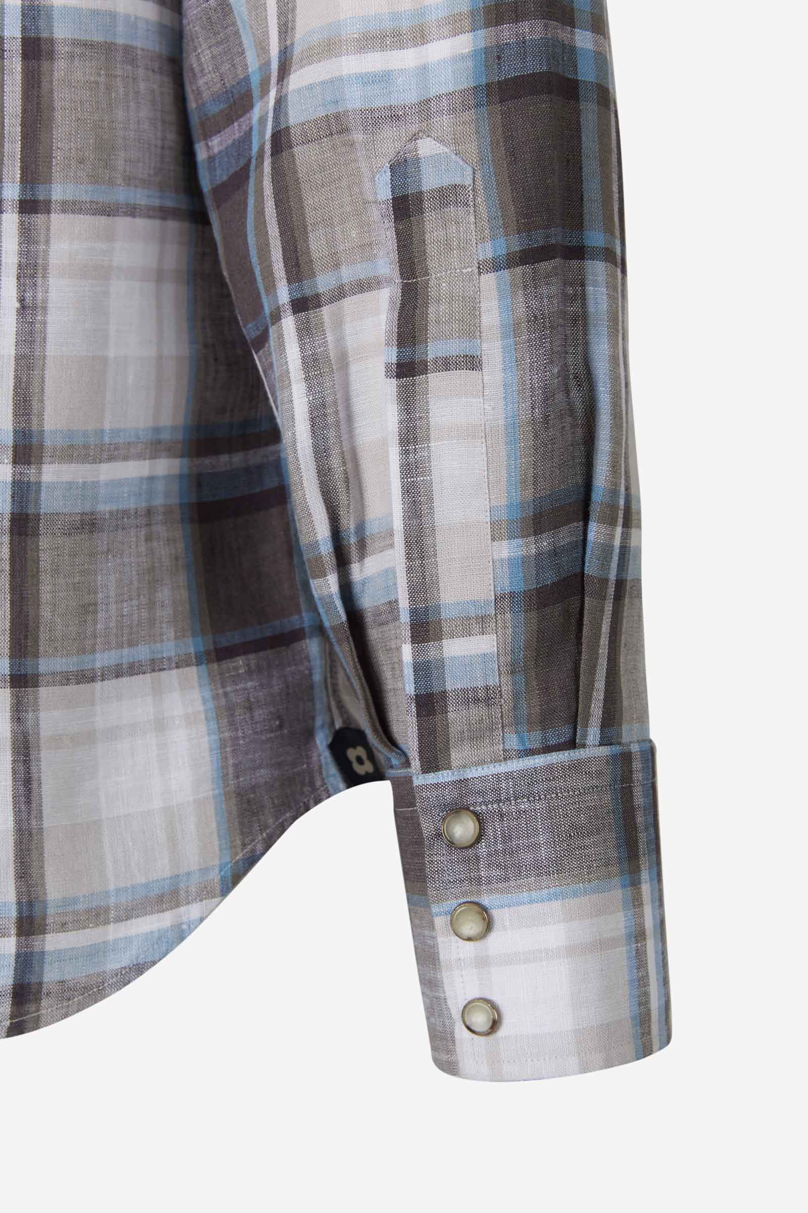 Lardini Camisa Motivo Cuadros color Gris Claro sku 531-005521 01 - Foto 5