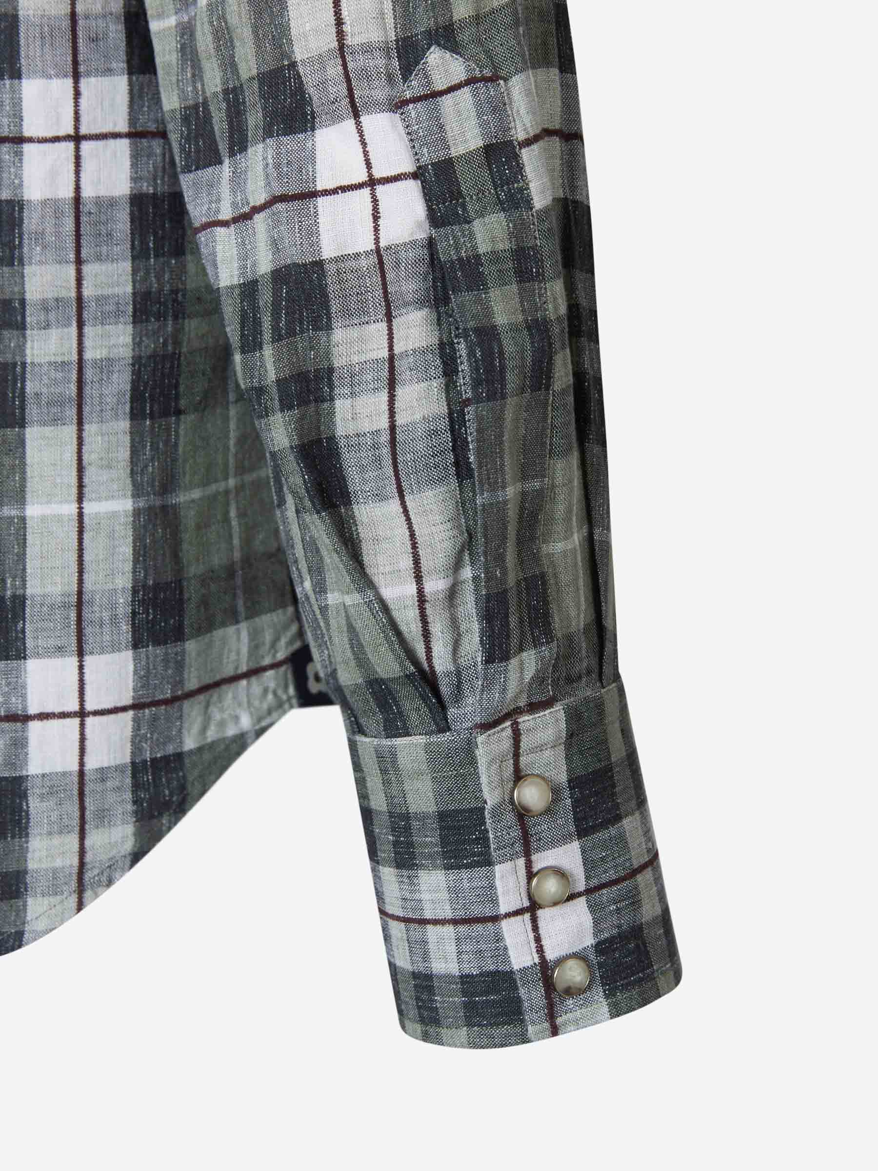 Lardini Camisa Motivo Cuadros color Verde Militar sku 531-005522 01 - Foto 5