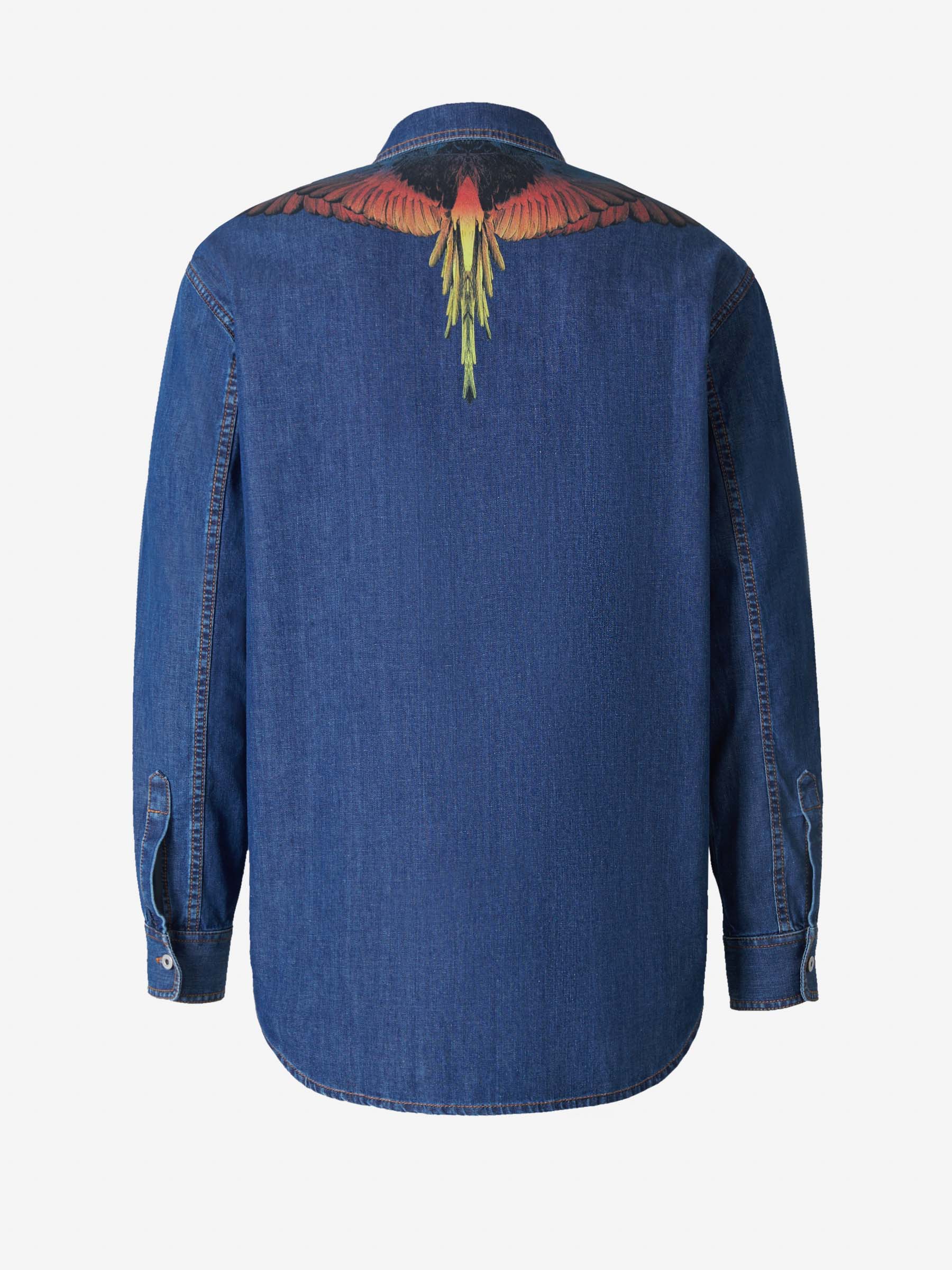 Marcelo Burlon Camisa Denim Alas color Azul Cobalto sku 531-005611 01 - Foto 2