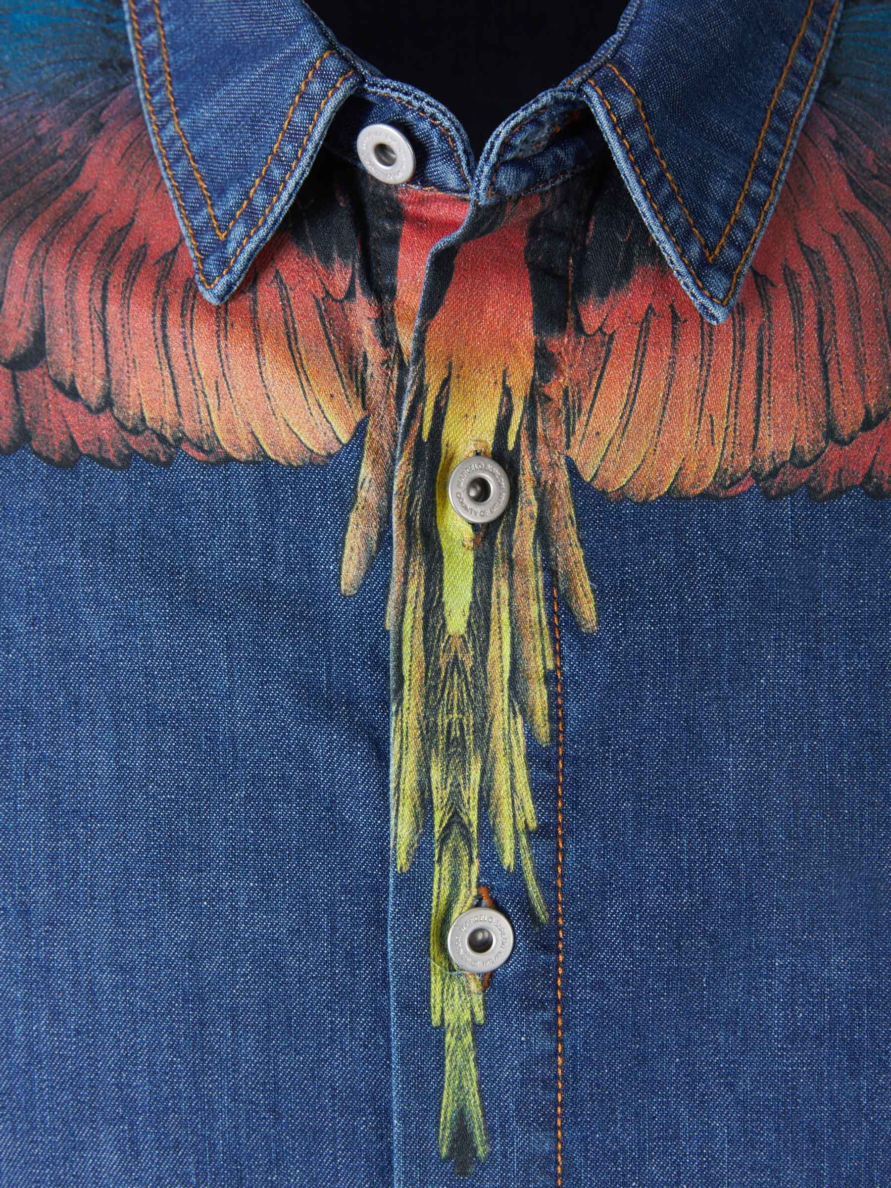 Marcelo Burlon Camisa Denim Alas color Azul Cobalto sku 531-005611 01 - Foto 3