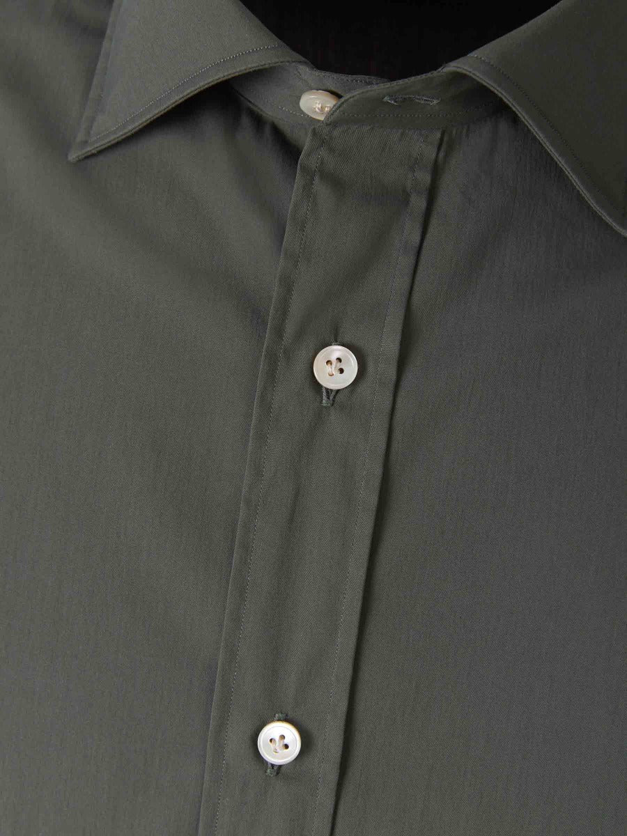 Borrelli Camisa Lisa Popelina color Verde Militar sku 531-005632 01 - Foto 3