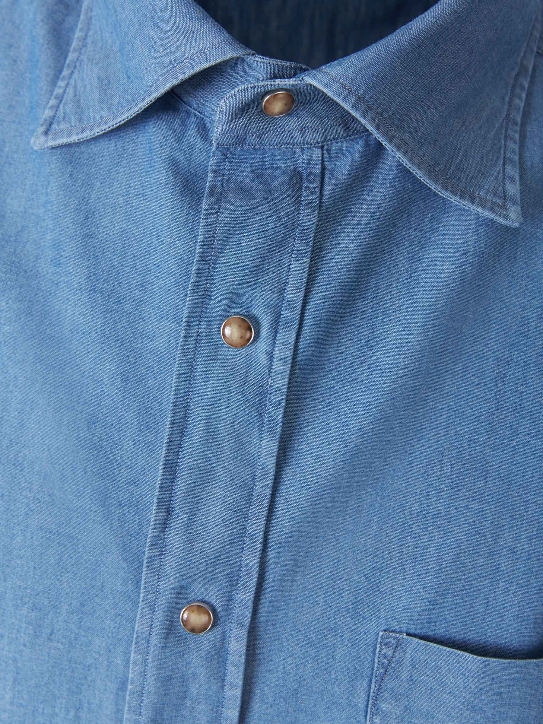 Borrelli Camisa Denim Algodón color Azul Denim sku 531-005649 01 - Foto 3