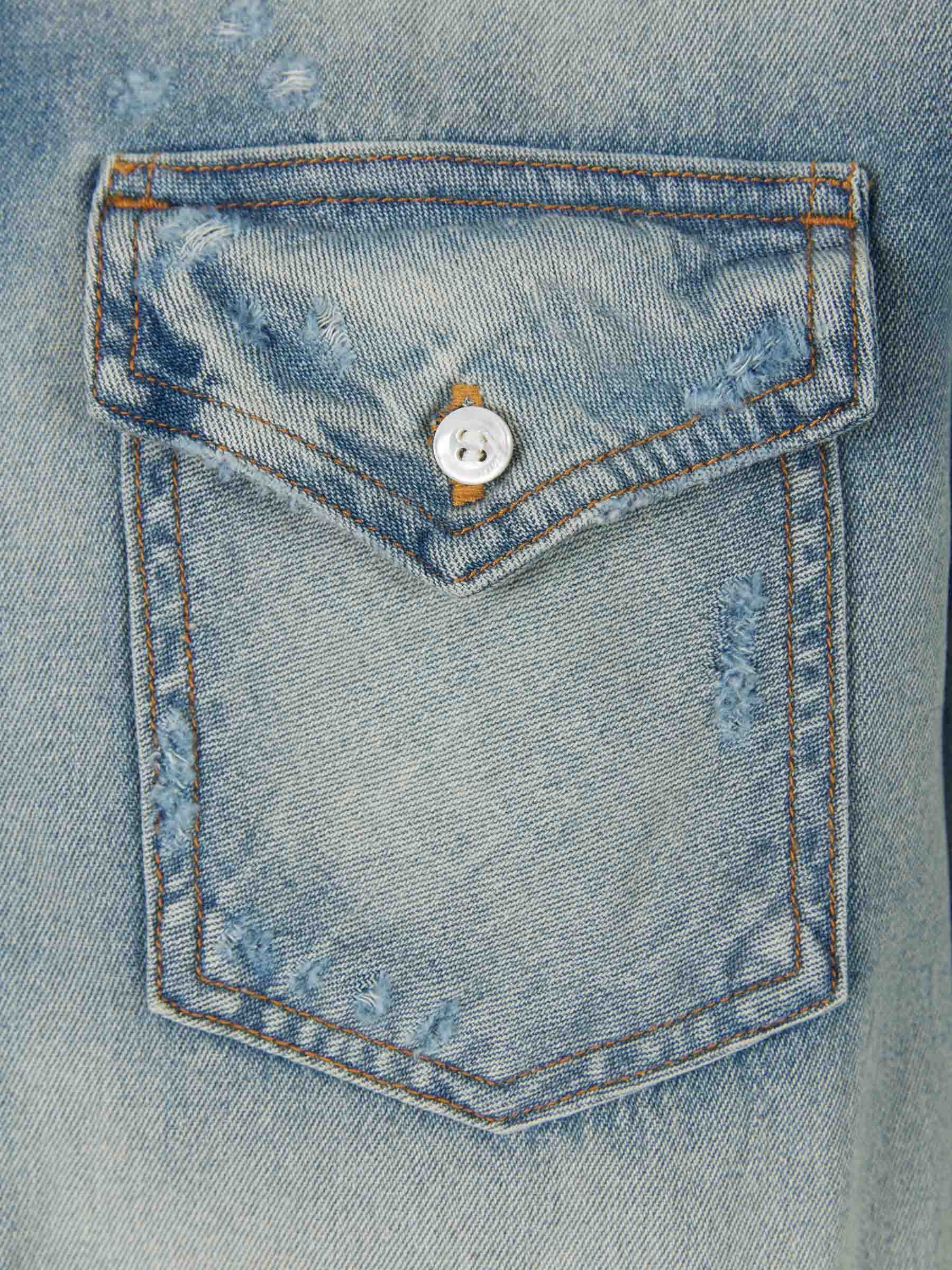 Amiri Camisa Denim Aplique Piel color Azul Denim sku 531-005652 01 - Foto 4