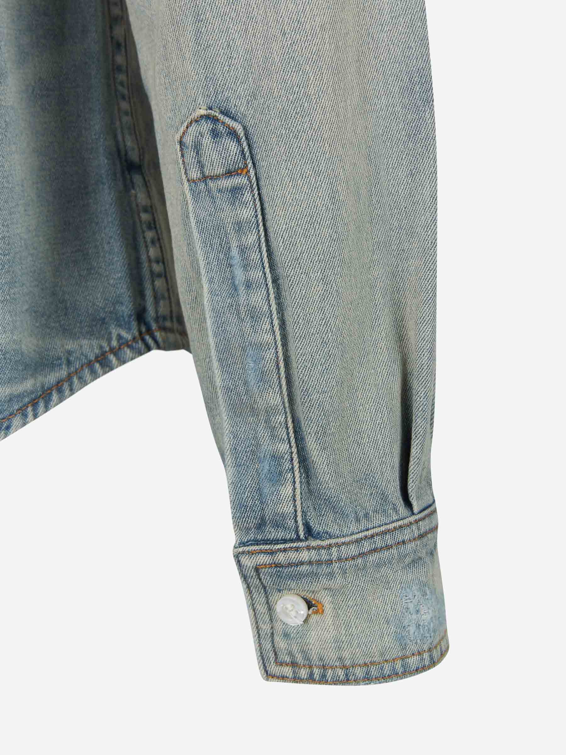 Amiri Camisa Denim Aplique Piel color Azul Denim sku 531-005652 01 - Foto 5