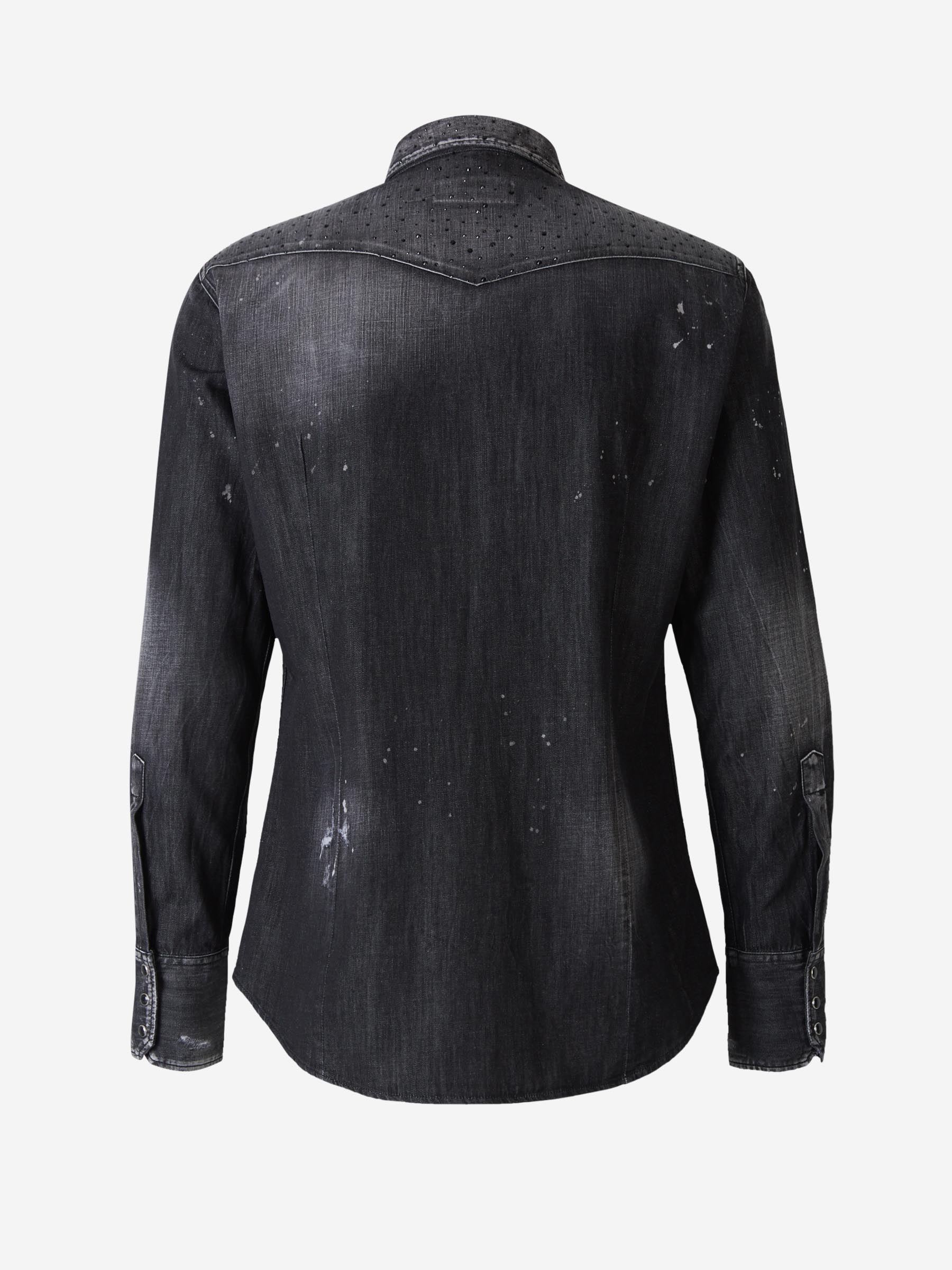 Dsquared2 Camisa Denim Detalle Cristales color Negro sku 531-005662 00 - Foto 2