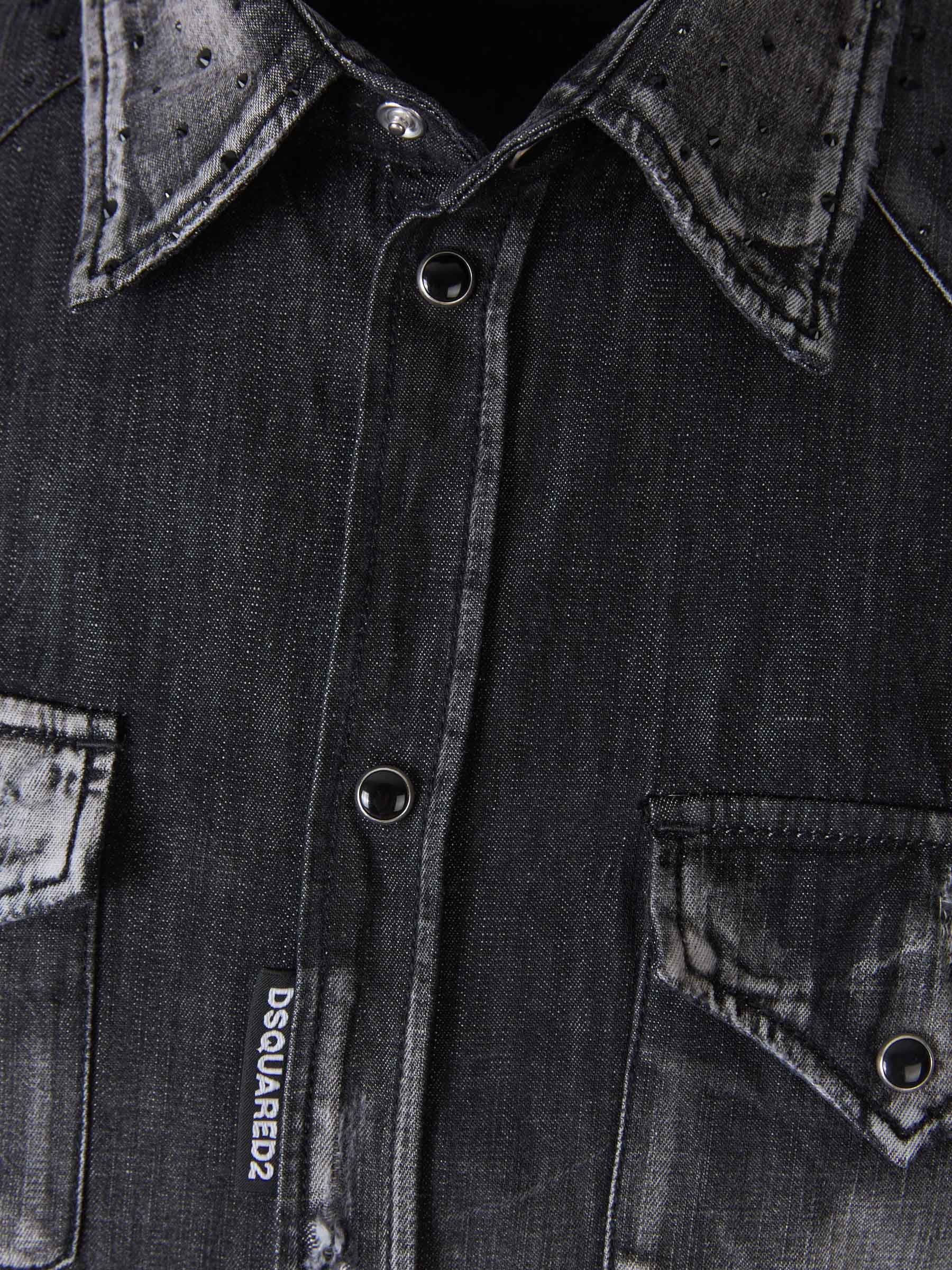 Dsquared2 Camisa Denim Detalle Cristales color Negro sku 531-005662 00 - Foto 3
