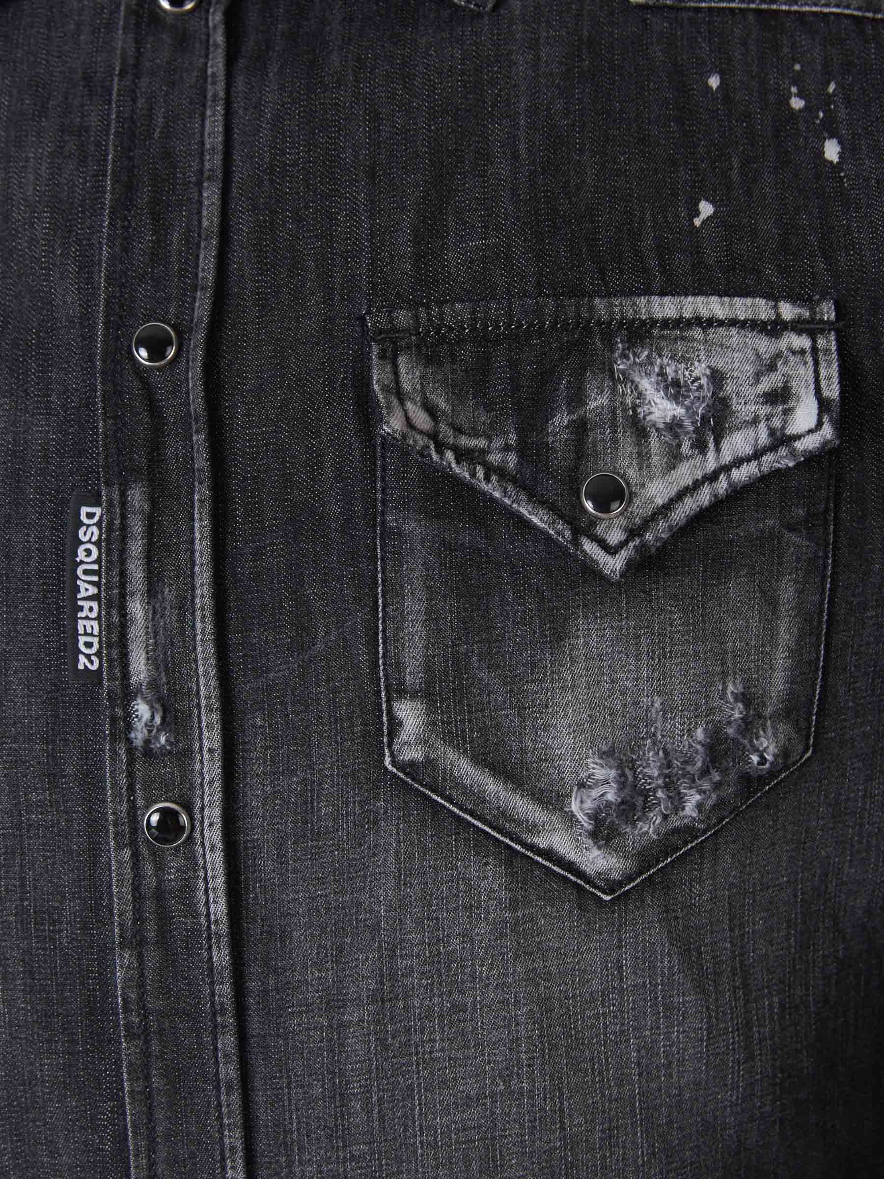 Dsquared2 Camisa Denim Detalle Cristales color Negro sku 531-005662 00 - Foto 4