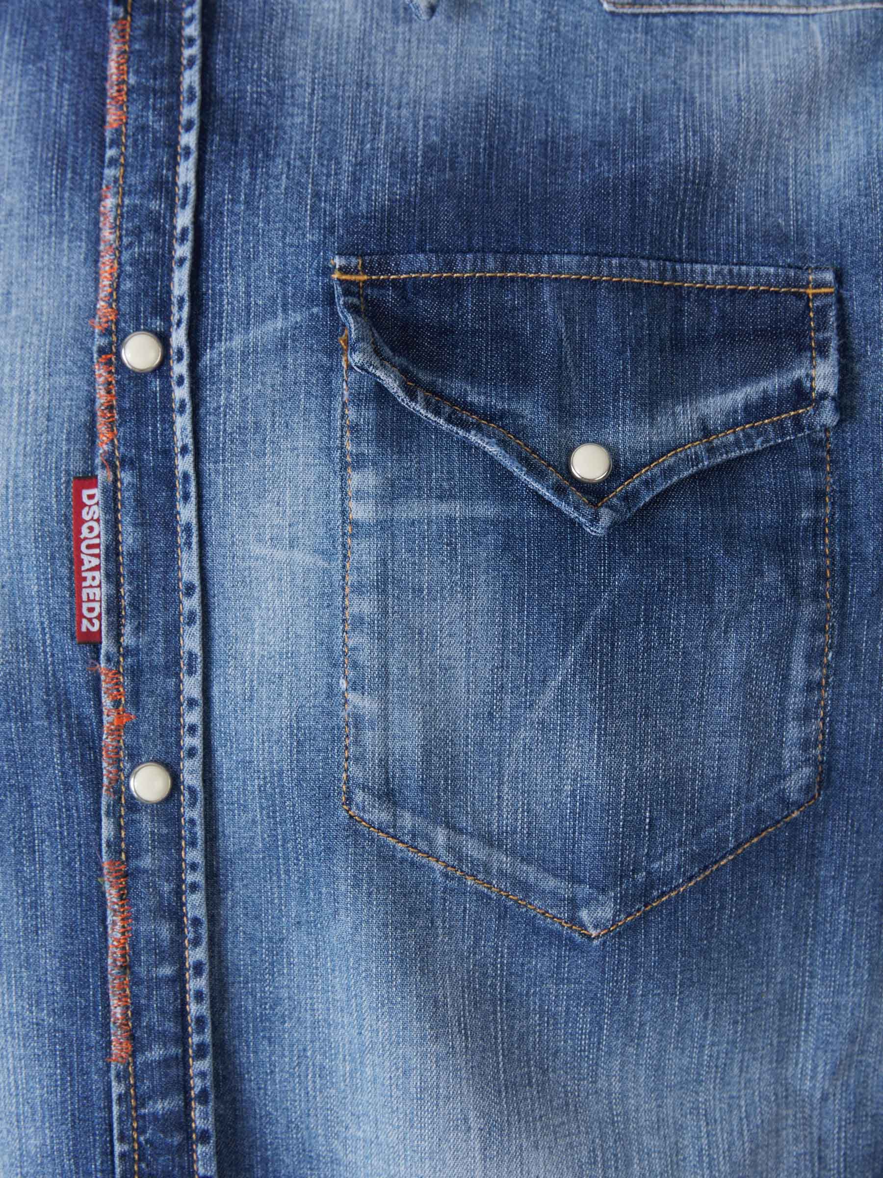 Dsquared2 Camisa Denim Algodón color Azul Denim sku 531-005663 00 - Foto 4