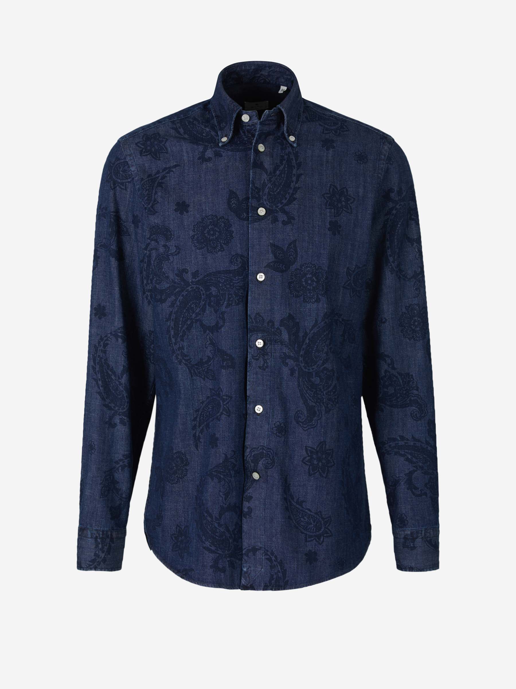Etro Camisa Denim Paisley color Azul Noche sku 531-005686 01 - Foto 1