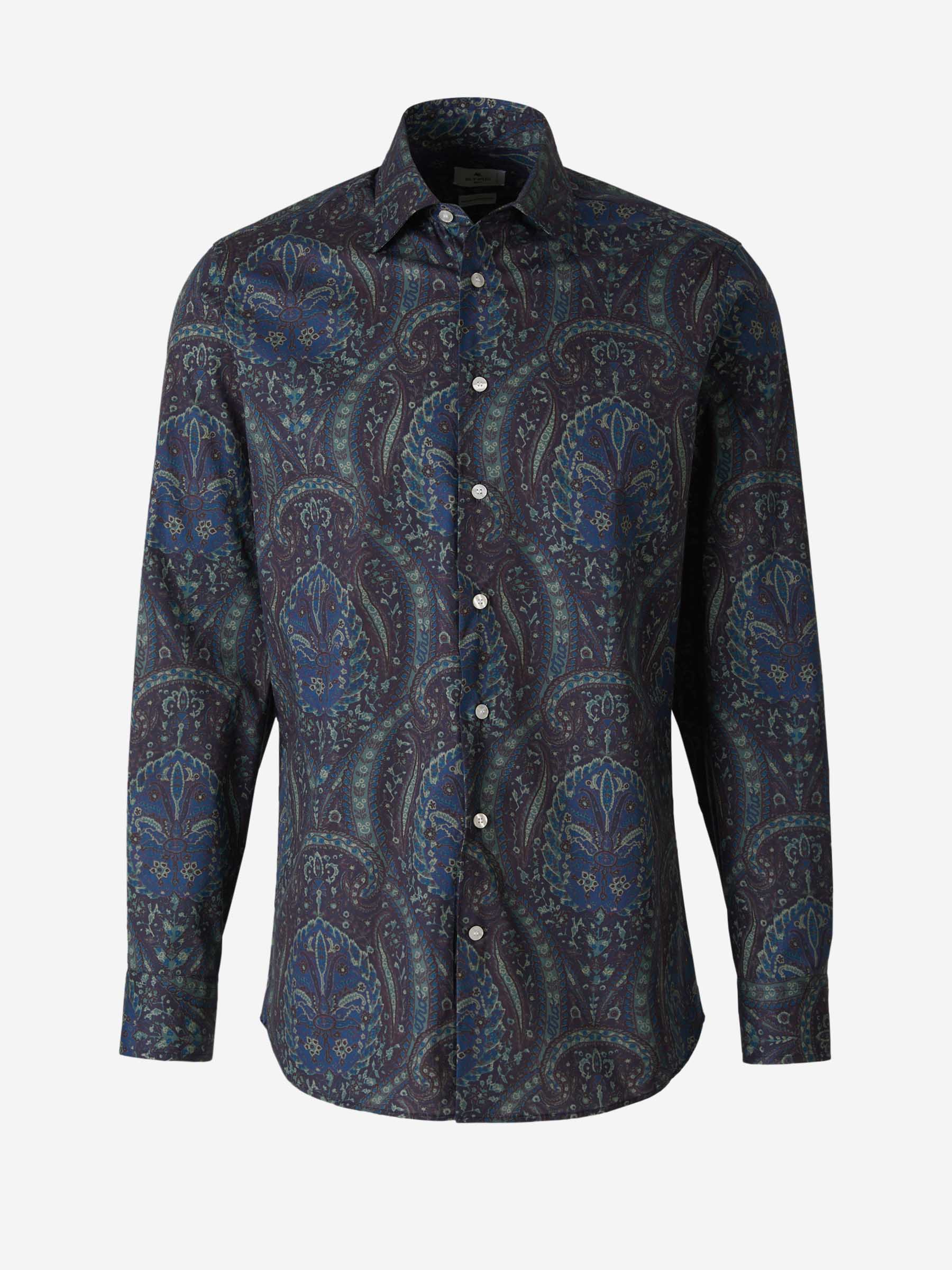 Etro Camisa Paisley Algodón color Azul Noche sku 531-005689 01 - Foto 1
