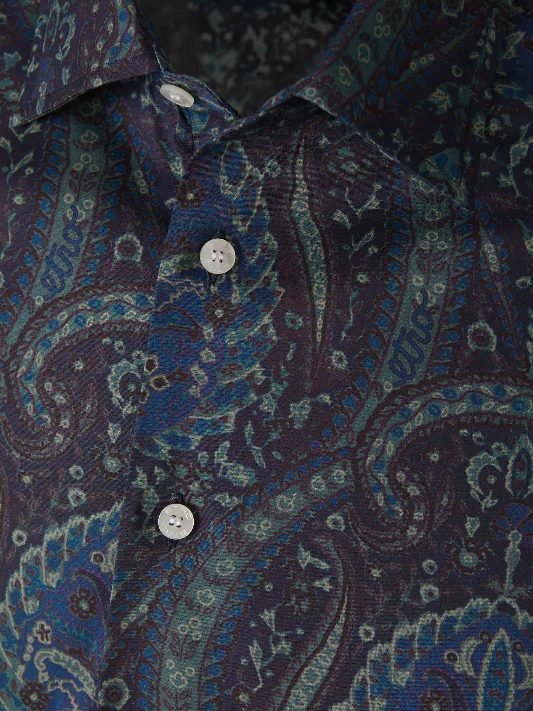 Etro Camisa Paisley Algodón color Azul Noche sku 531-005689 01 - Foto 3