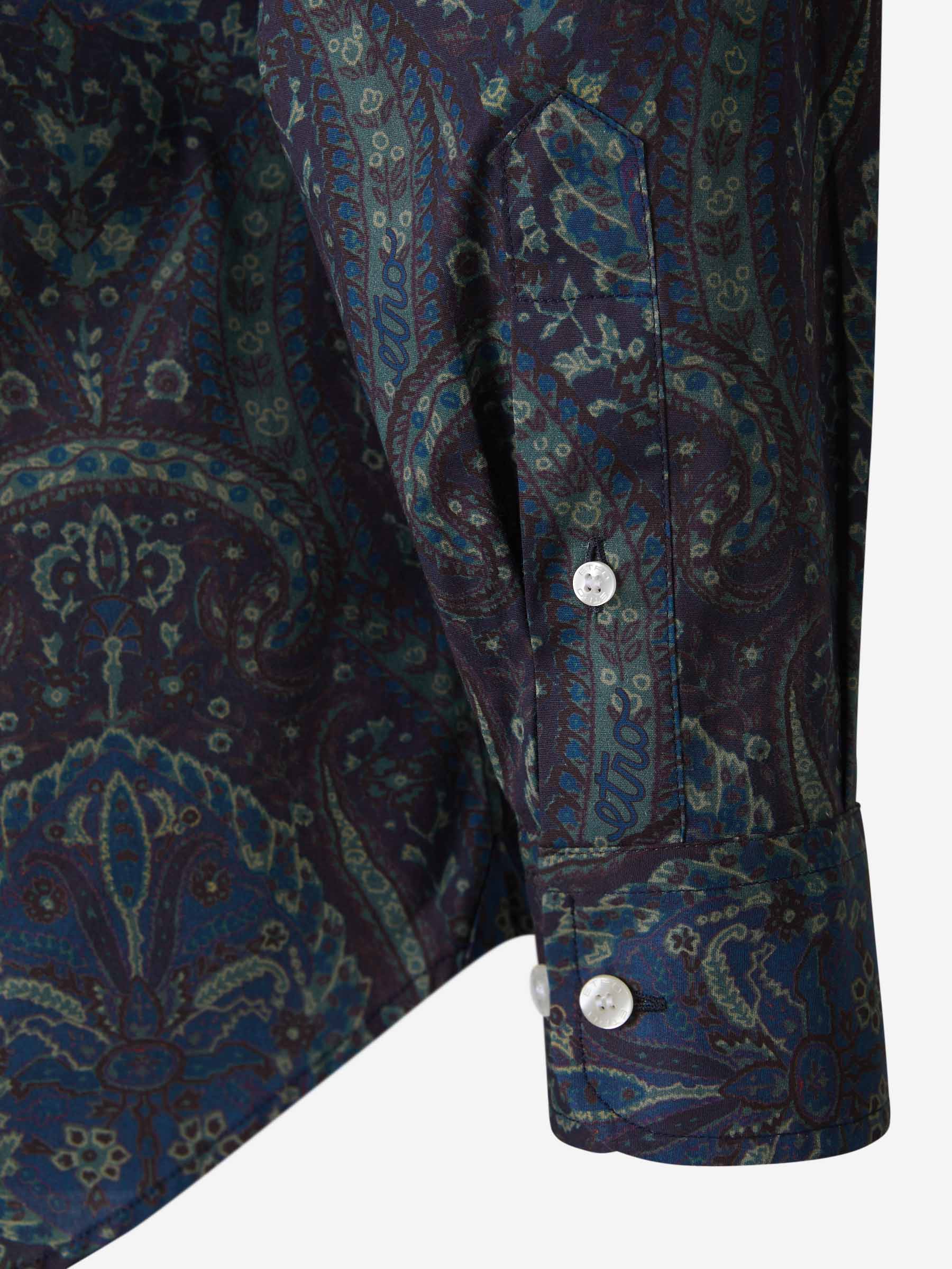 Etro Camisa Paisley Algodón color Azul Noche sku 531-005689 01 - Foto 4