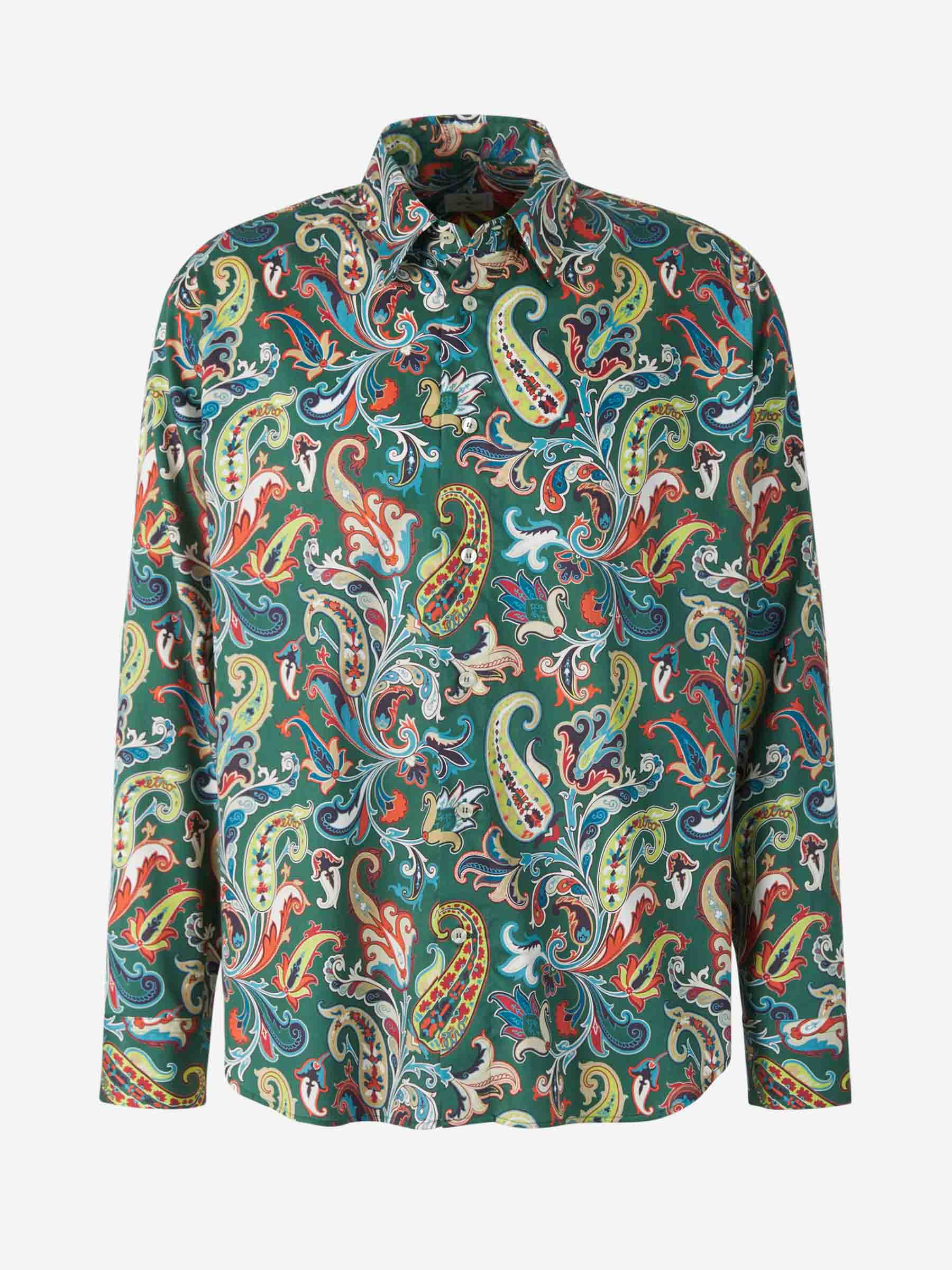 Etro Camisa Paisley Popelina color Verde Oscuro sku 531-005703 01 - Foto 1