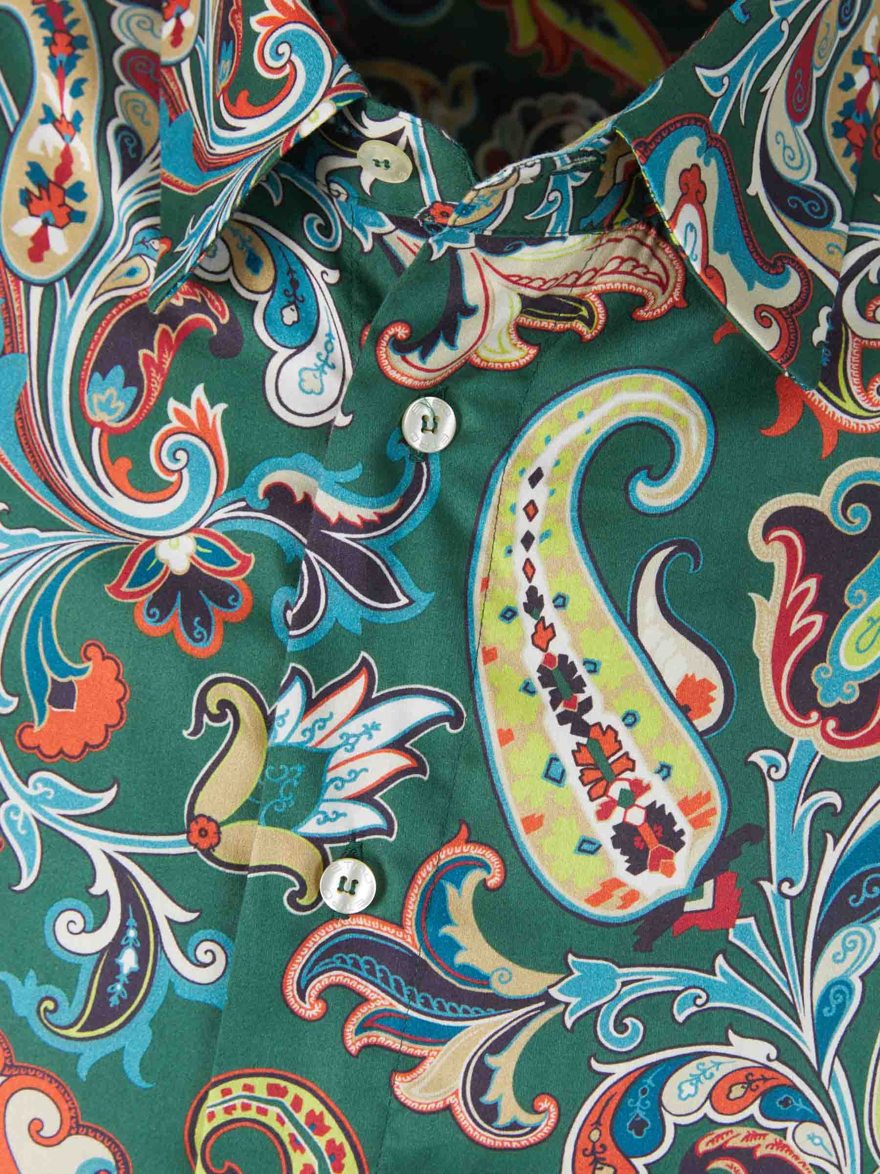 Etro Camisa Paisley Popelina color Verde Oscuro sku 531-005703 01 - Foto 3