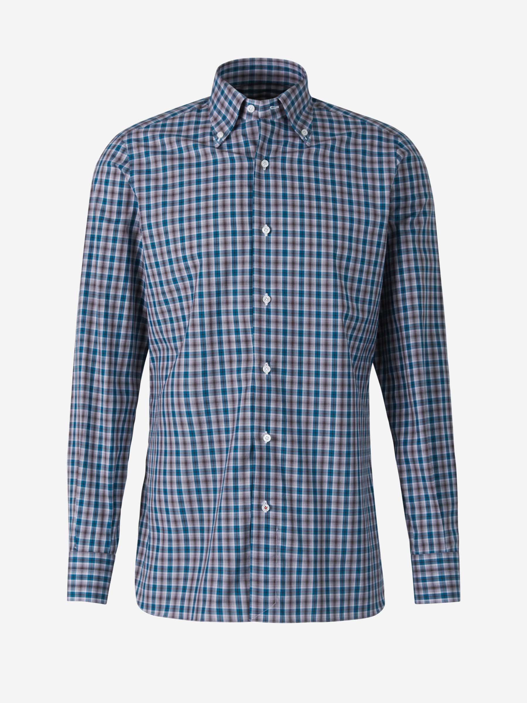 Isaia Camisa Motivo Cuadros color Azul Real sku 531-005713 01 - Foto 1