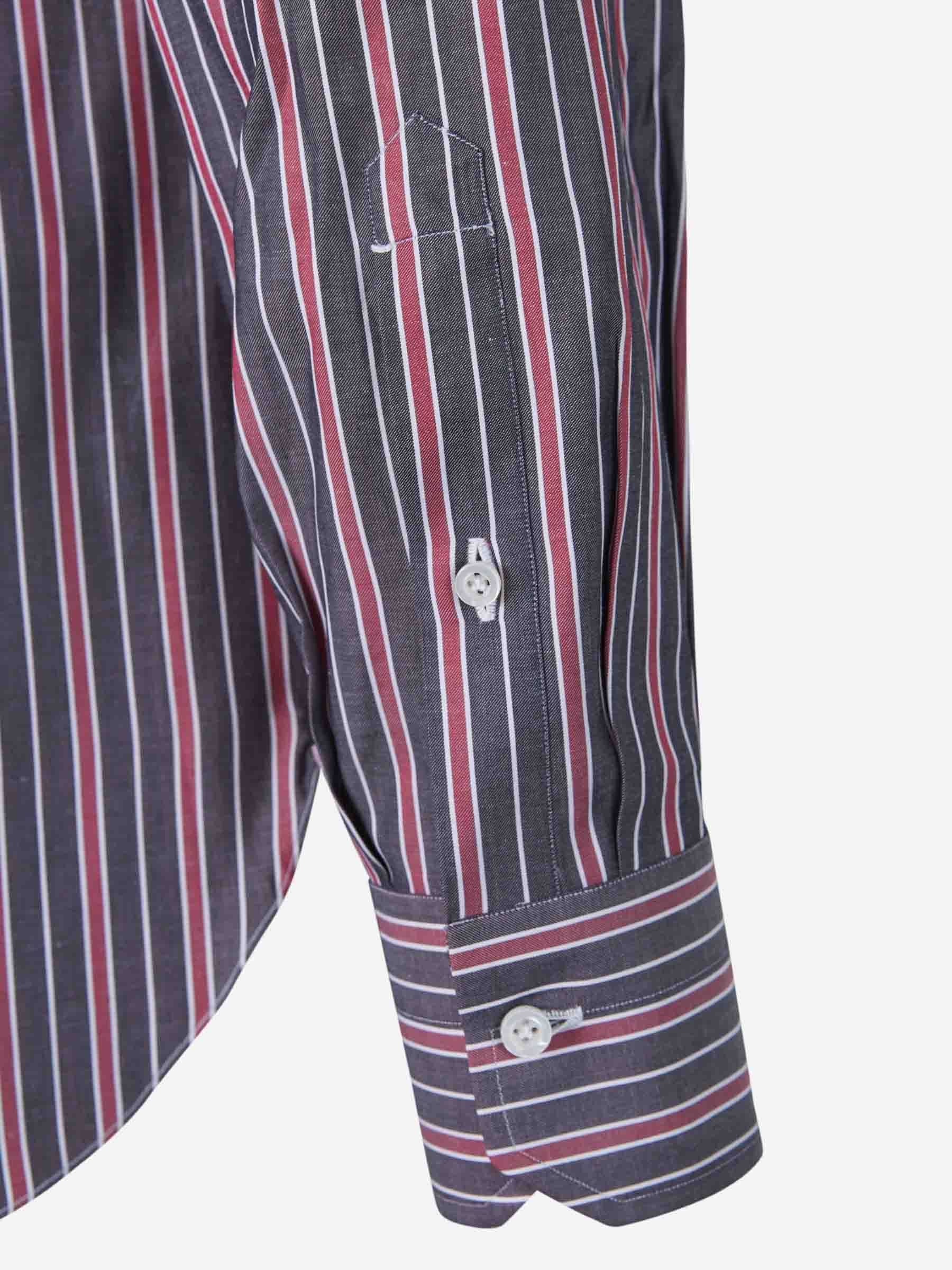 Isaia Camisa Motivo Rayas color Burdeos sku 531-005716 01 - Foto 4