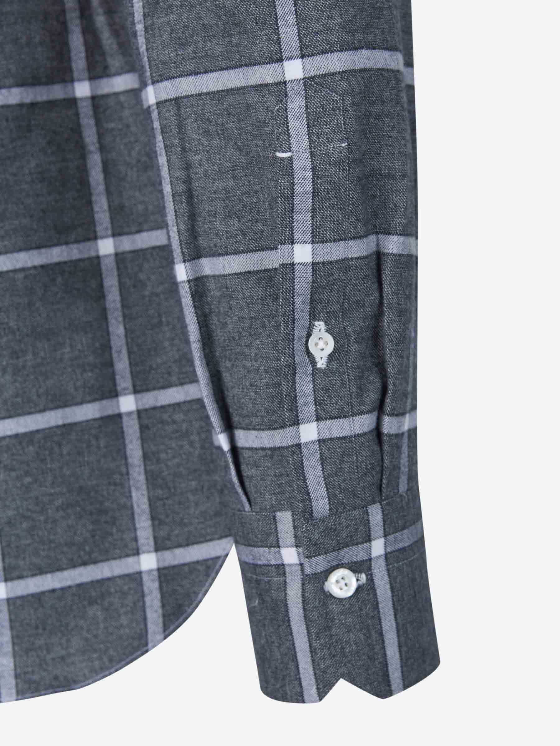 Isaia Camisa Motivo Cuadro Grande color Gris Carbón sku 531-005718 01 - Foto 4