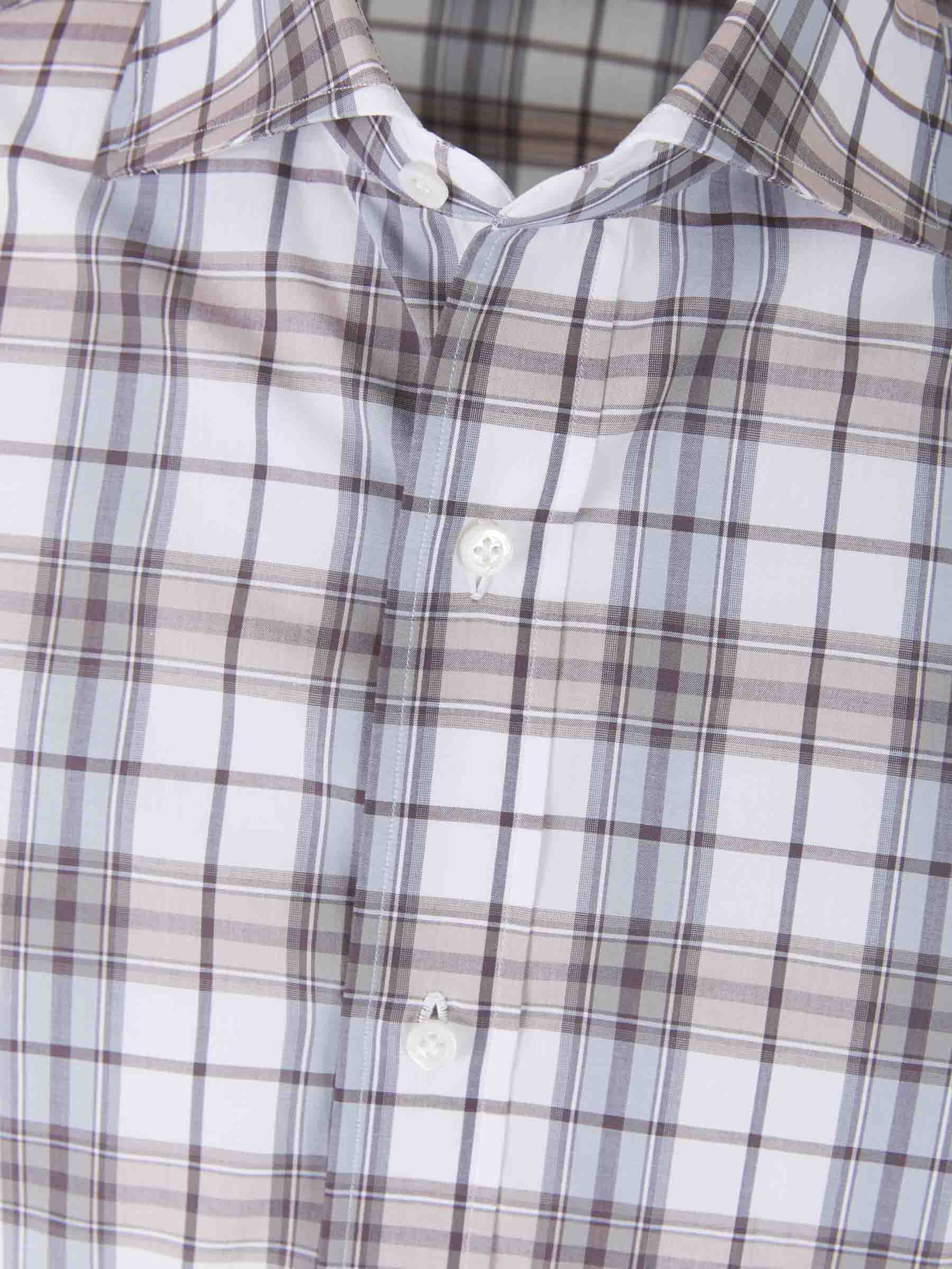 Isaia Camisa Motivo Cuadros color Topo sku 531-005719 01 - Foto 3