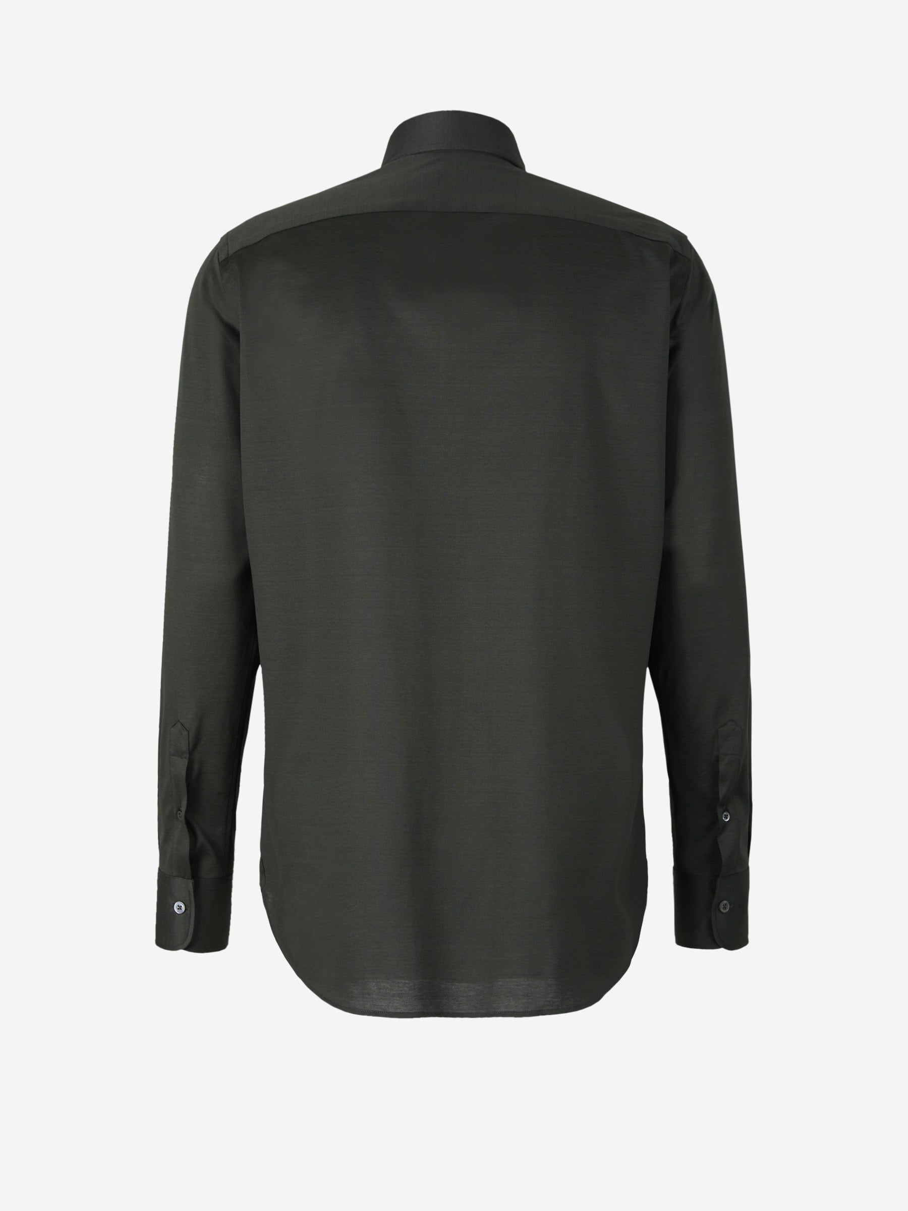 Canali Camisa Lisa Algodón color Verde Militar sku 531-005769 02 - Foto 2