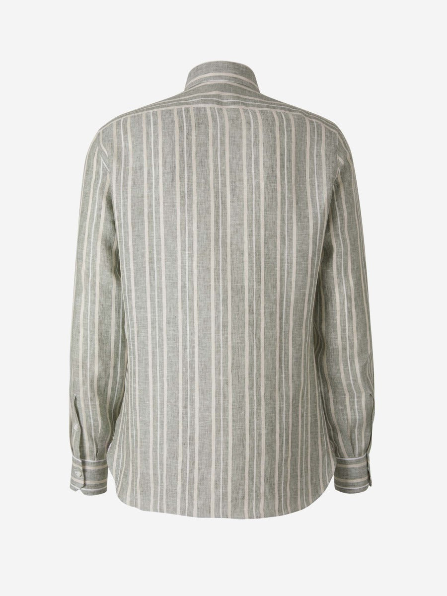 Isaia Camisa Rayas Lino color Verde Menta sku 531-005826 01 - Foto 2