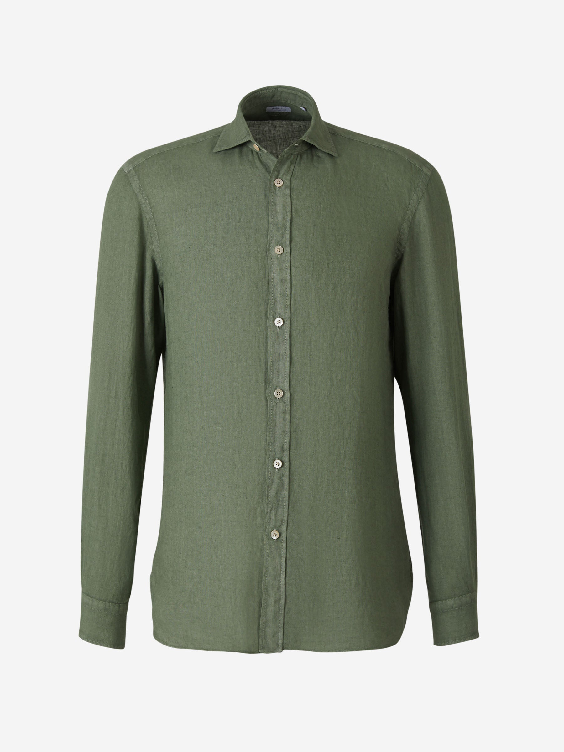 Boglioli Camisa Lisa Lino color Verde Militar sku 531-005830 03 - Foto 5