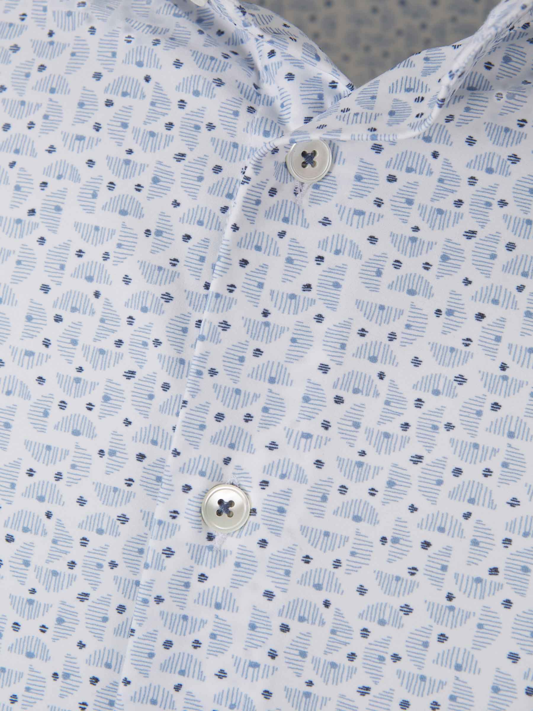 Traiano Milano Camisa Motivo Geométrico color Azul Denim sku 531-005882 02 - Foto 3