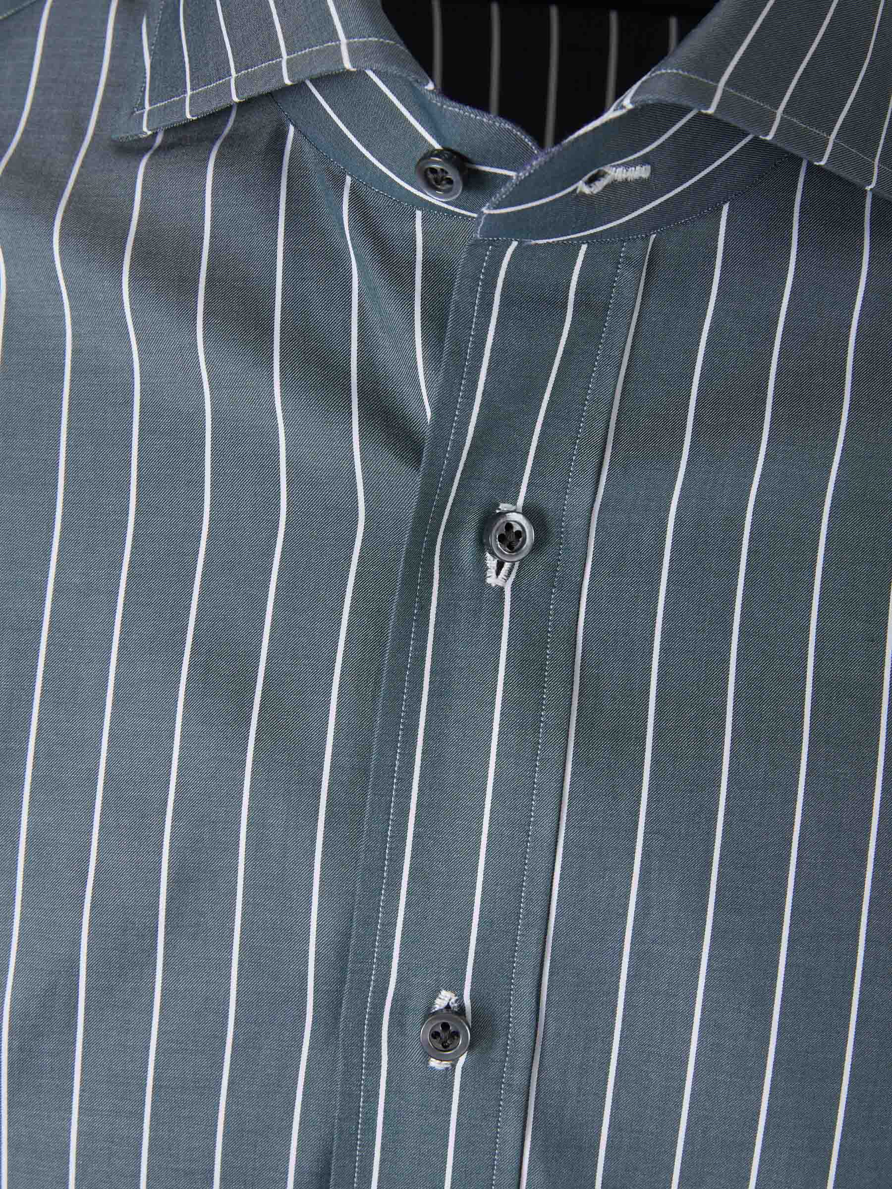 Isaia Camisa Rayas Algodón color Azul Denim sku 531-006006 01 - Foto 1