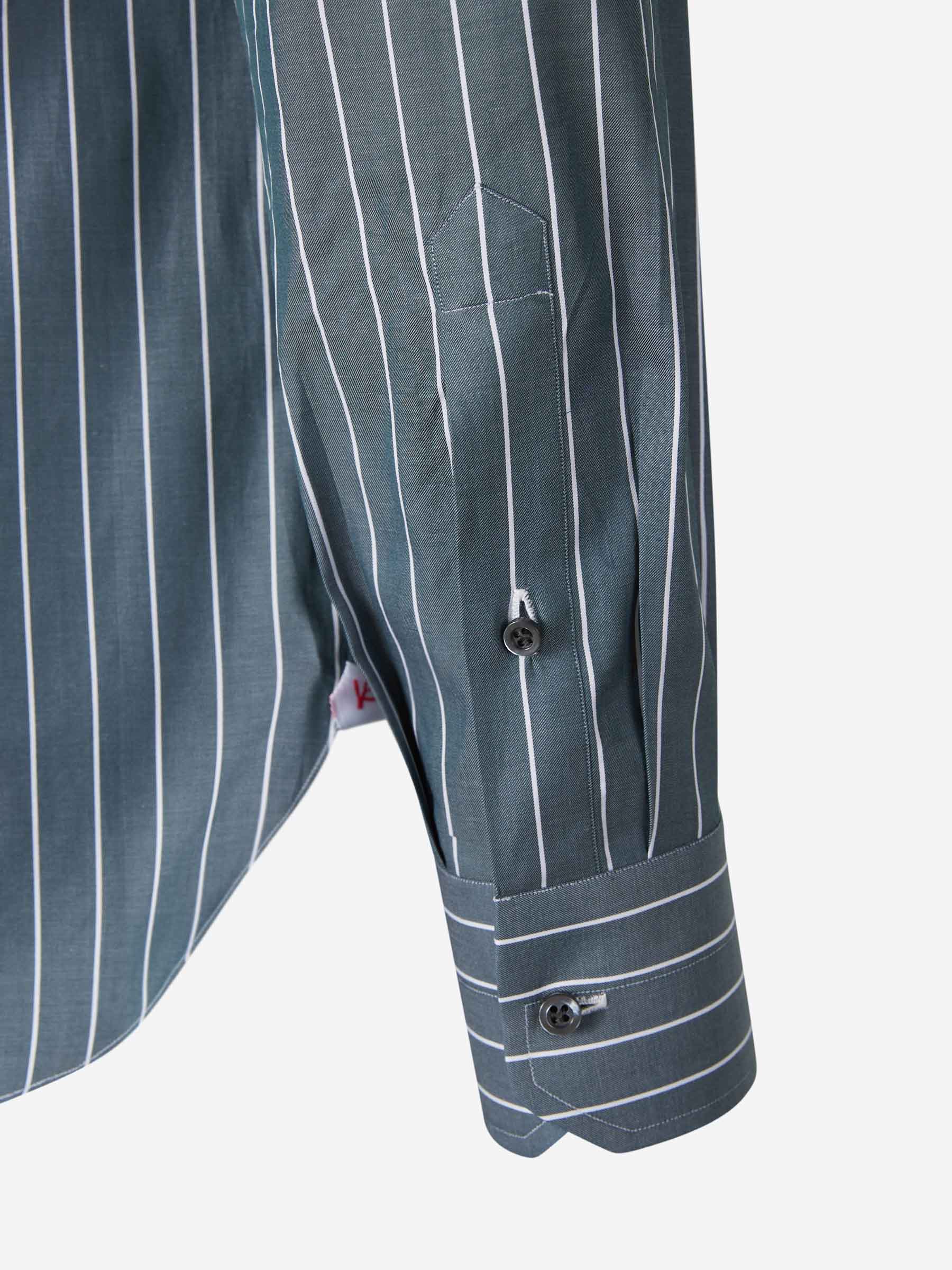 Isaia Camisa Rayas Algodón color Azul Denim sku 531-006006 01 - Foto 2