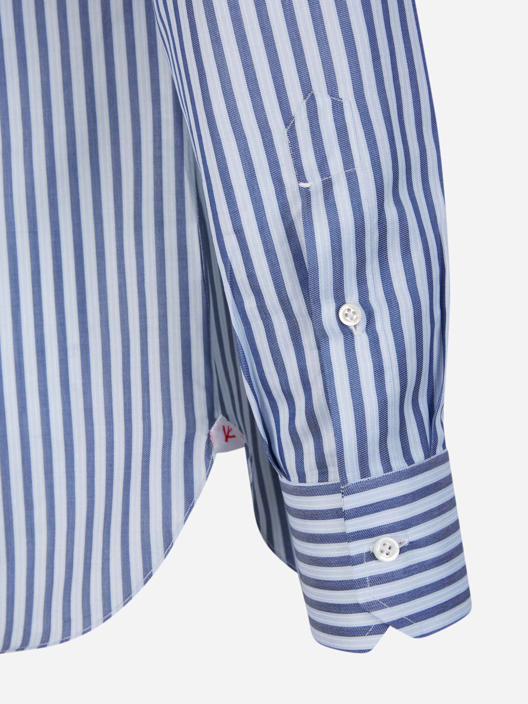 Isaia Camisa Rayas Algodón color Azul Marino sku 531-006007 01 - Foto 1