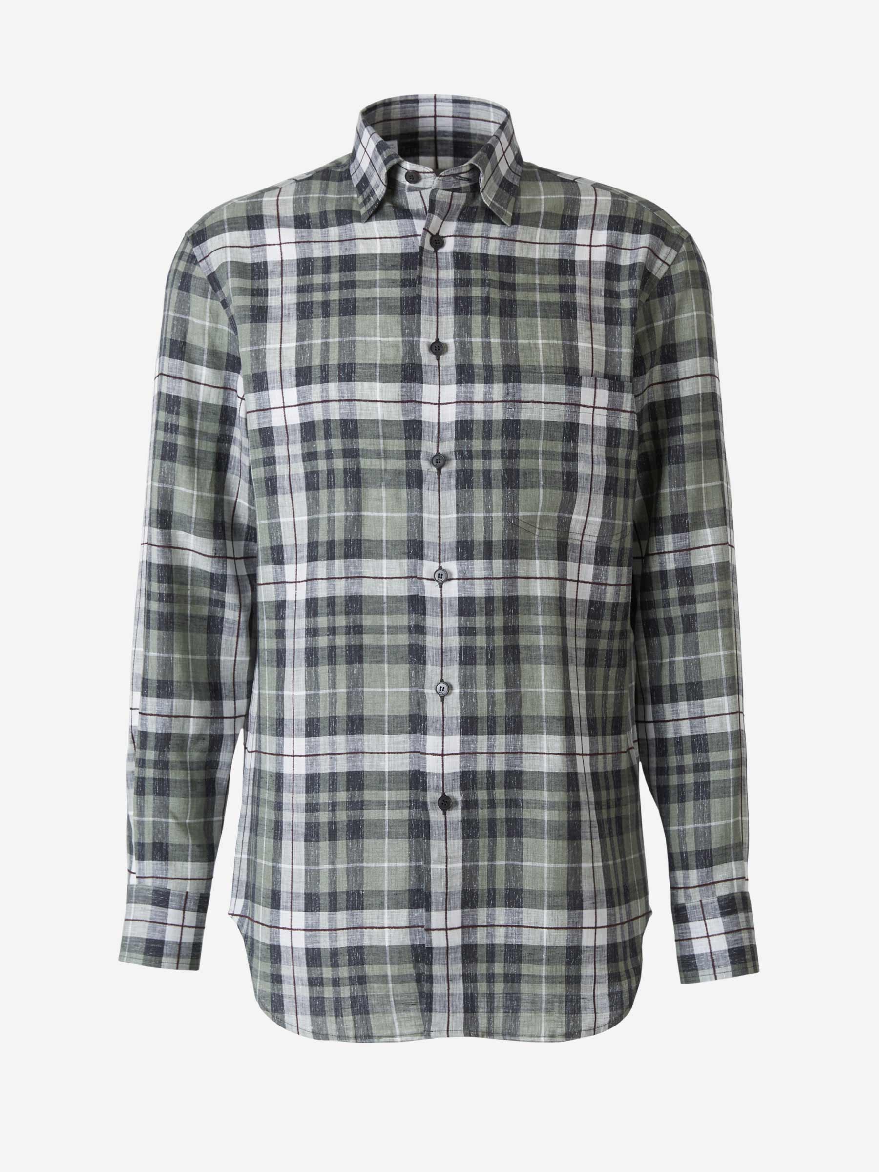 Brioni Camisa Motivo Cuadros color Verde Militar sku 532-000380 01 - Foto 1