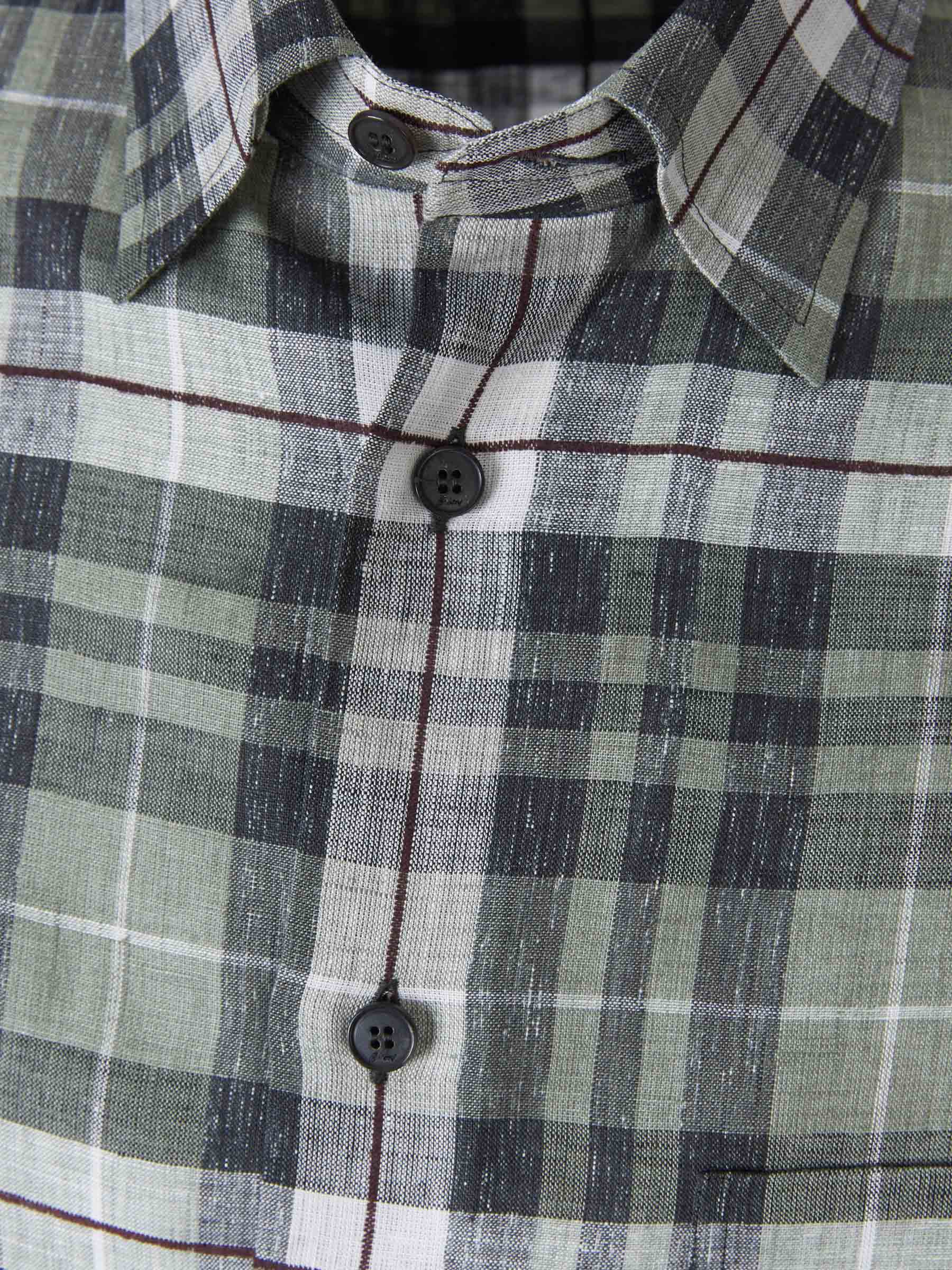 Brioni Camisa Motivo Cuadros color Verde Militar sku 532-000380 01 - Foto 3