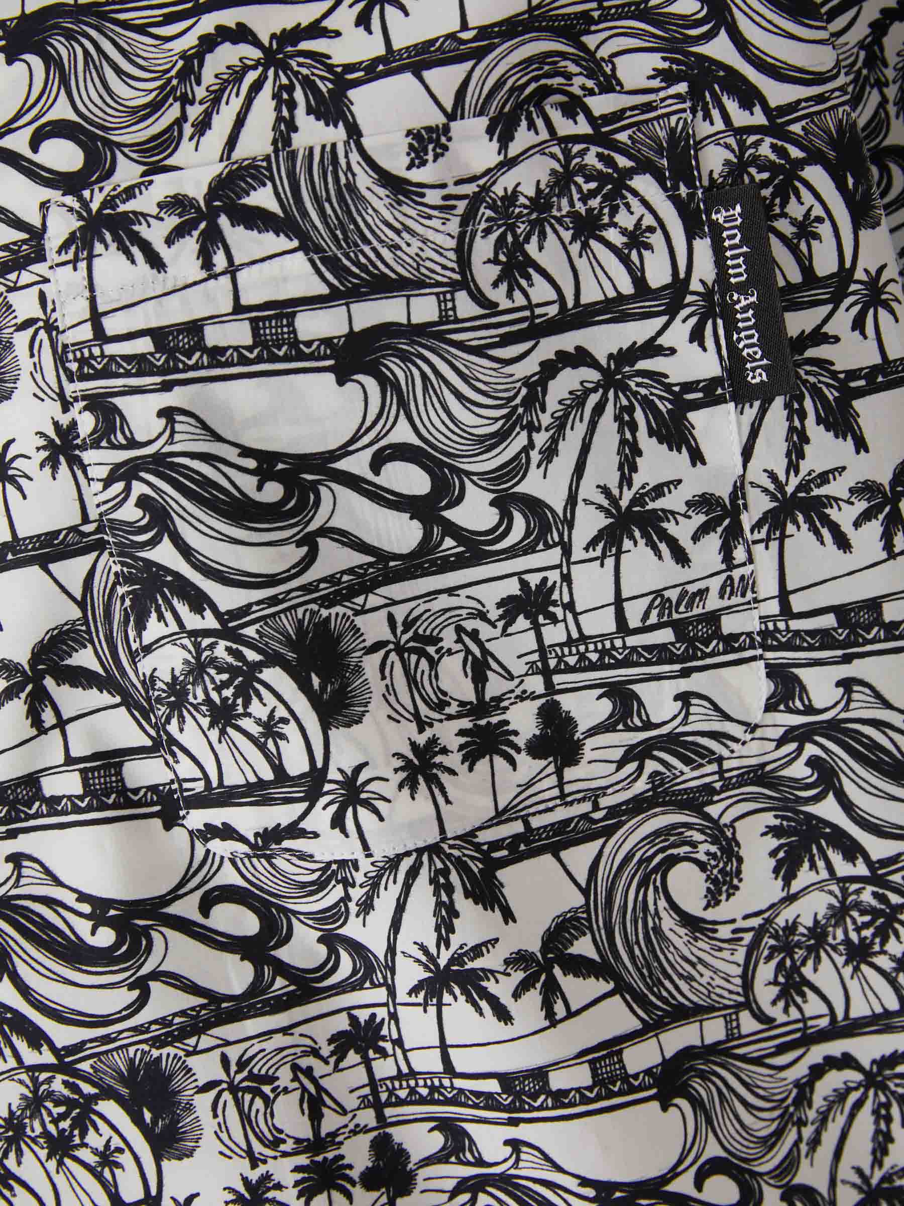 Palm Angels Camisa Gráfico Estampado color Blanco y Negro sku 532-000502 01 - Foto 4