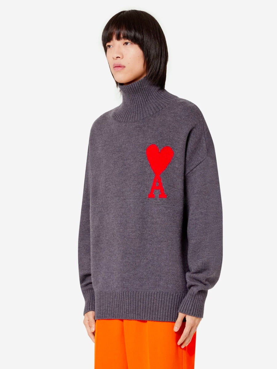 Outlet online Ami Paris Hombre Jersey Big Ami De Coeur color Gris Claro sku 542-002099 02 - Foto 6