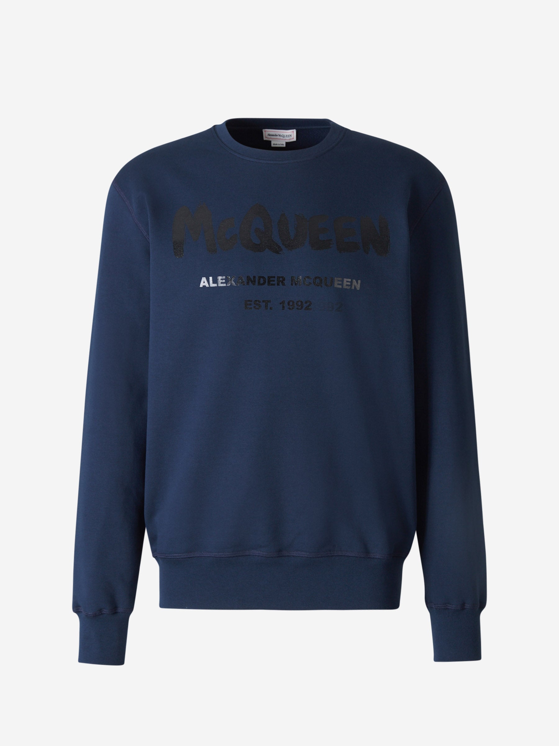 Outlet online Alexander McQueen Hombre Sudadera Logo Graffiti color Azul Noche sku 545-000950 01 - Foto 1