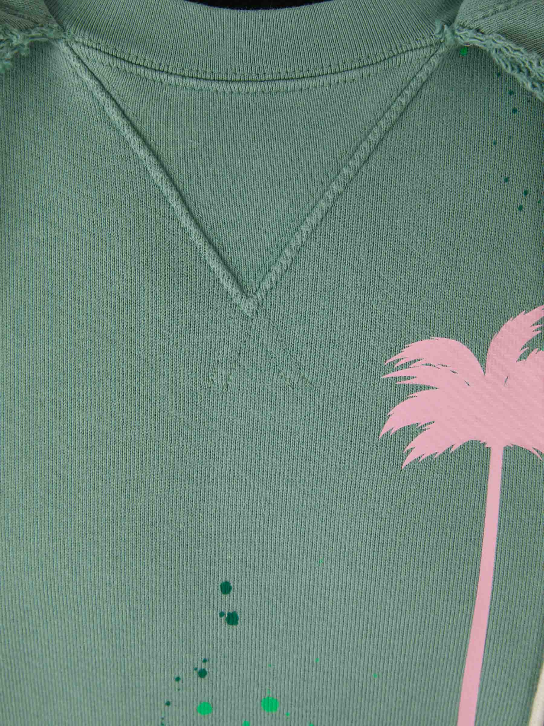 Outlet online Palm Angels Hombre Sudadera Algodón Logo color Verde Azulado sku 545-001181 01 - Foto 3