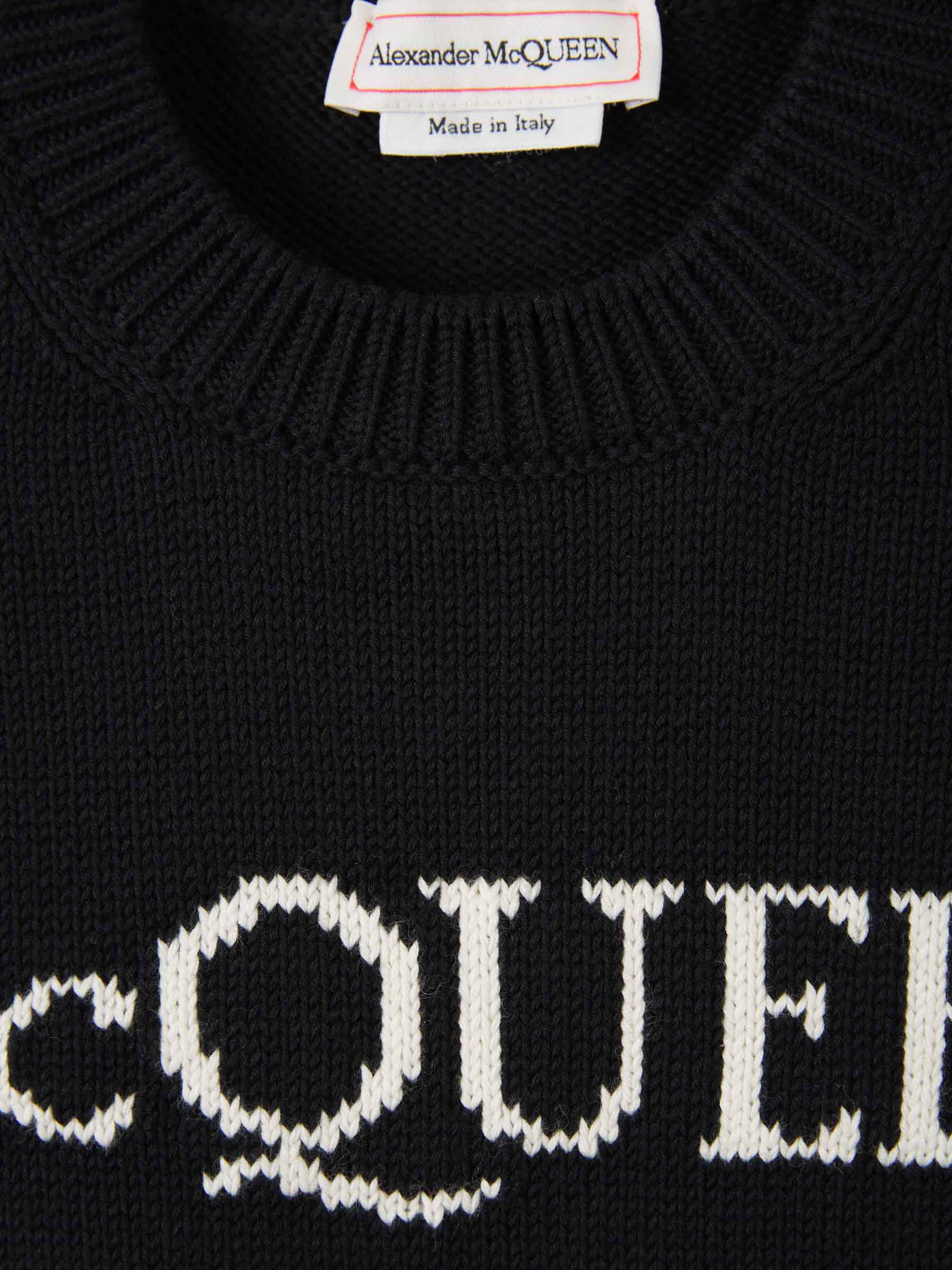 Outlet online Alexander McQueen Hombre Jersey Punto Logo 92 color Negro sku 545-001201 01 - Foto 3