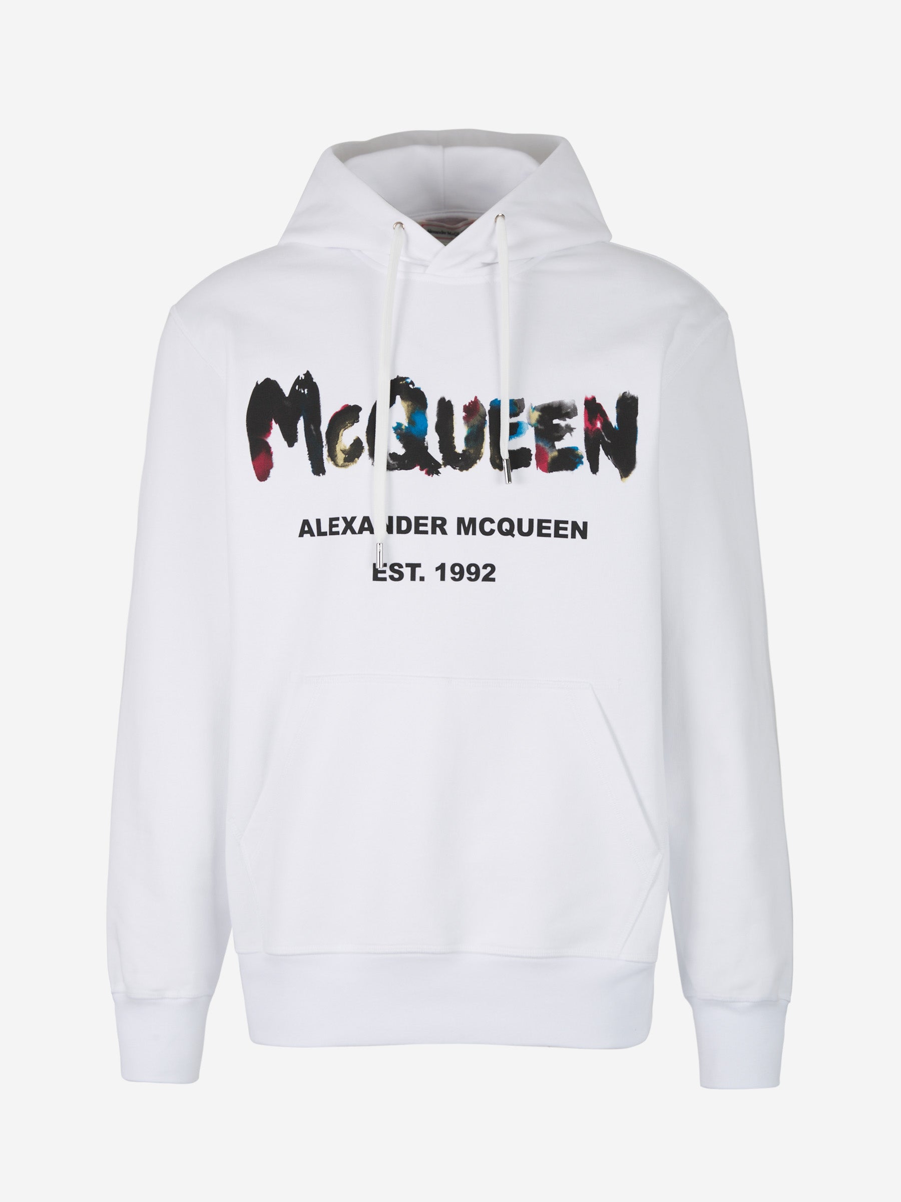 Outlet online Alexander McQueen Hombre Sudadera Logo Acuarela color Blanco sku 545-001207 01 - Foto 1