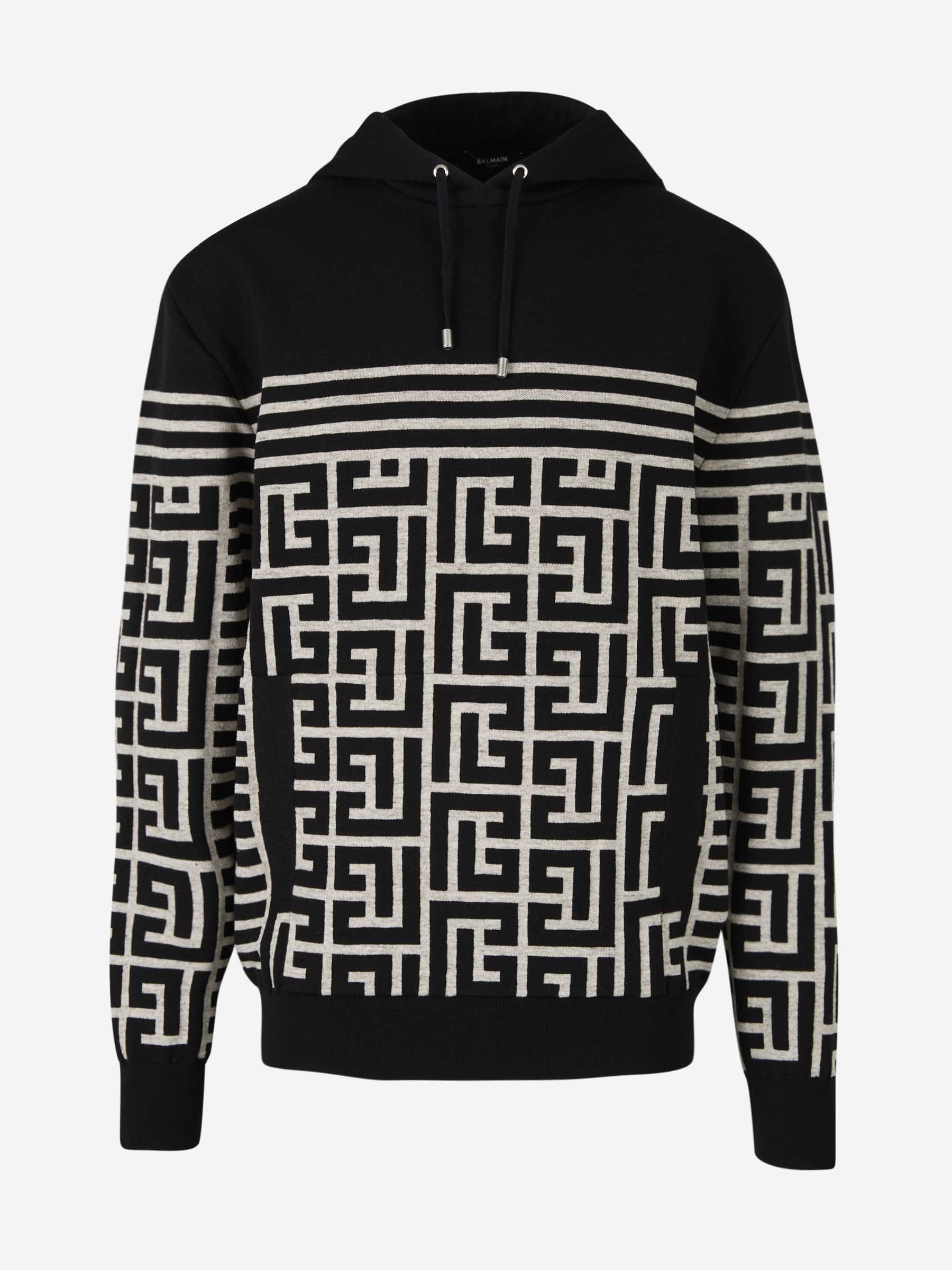 Outlet online Balmain Hombre Sudadera Monograma Bicolor color Negro sku 545-001281 01 - Foto 1