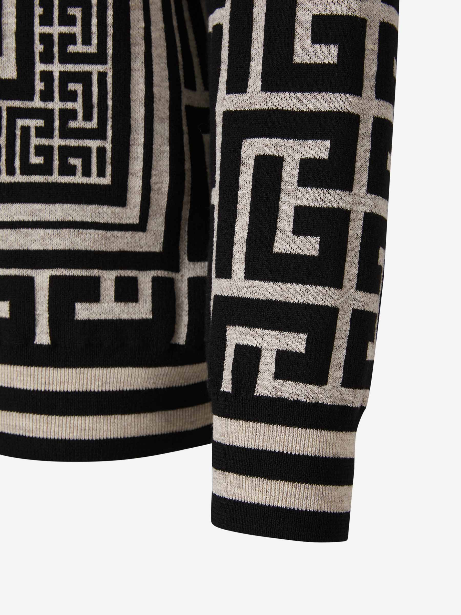 Balmain Sudadera Monograma Jacquard color Blanco y Negro sku 545-001344 01 - Foto 3