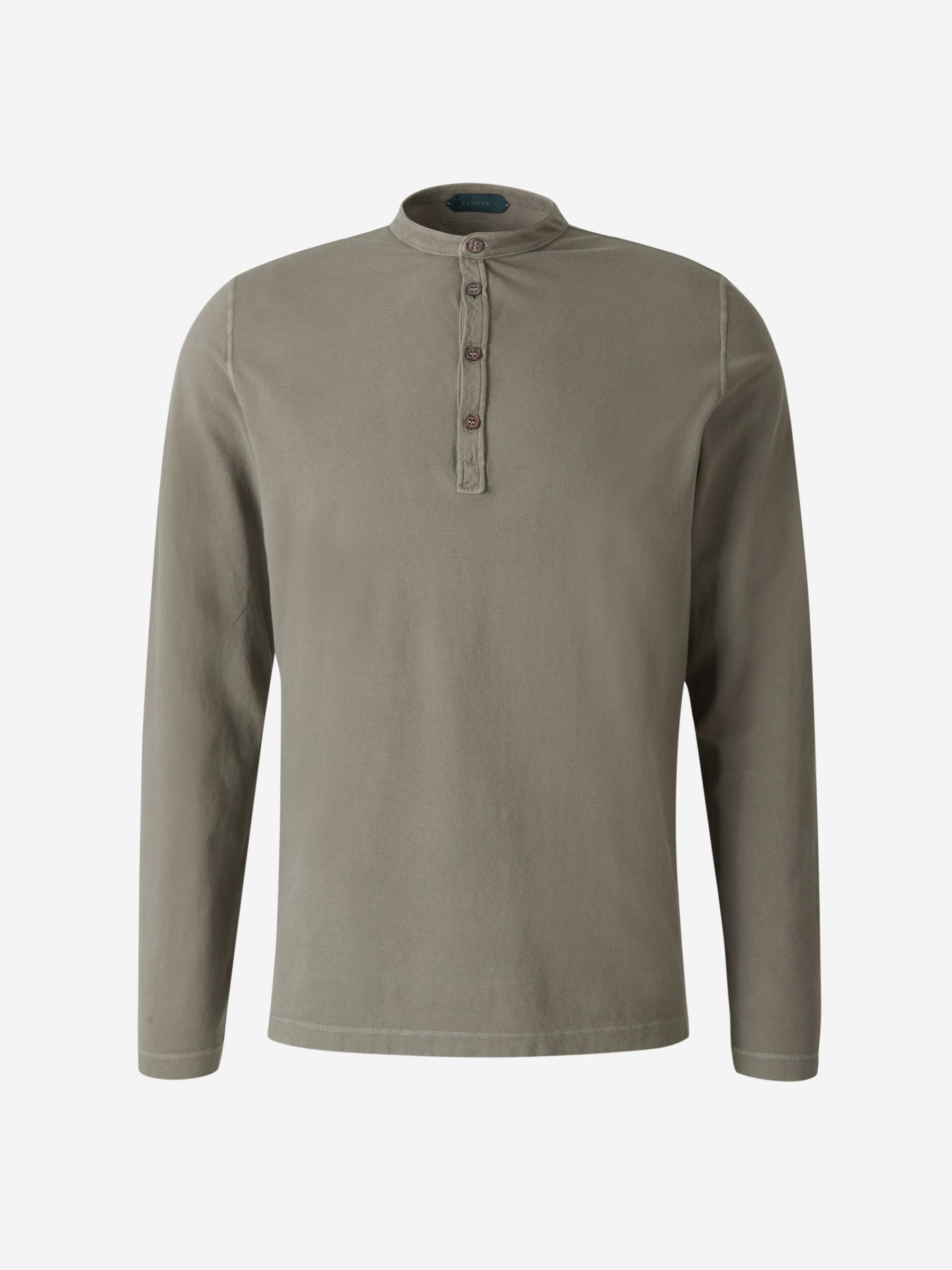 Zanone Camiseta Abotonada Algodón color Verde Militar sku 551-000296 02 - Foto 1