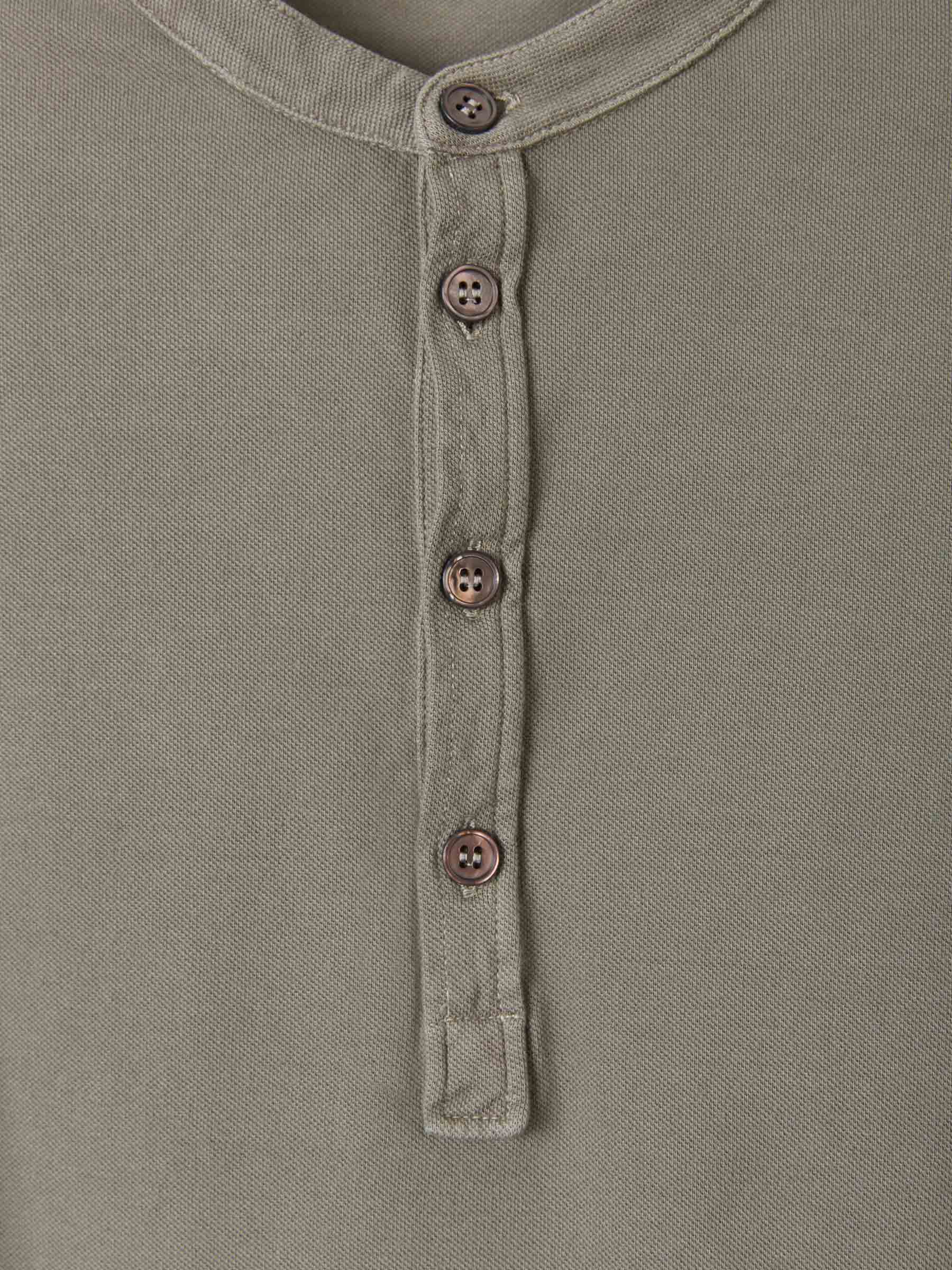 Zanone Camiseta Abotonada Algodón color Verde Militar sku 551-000296 02 - Foto 3