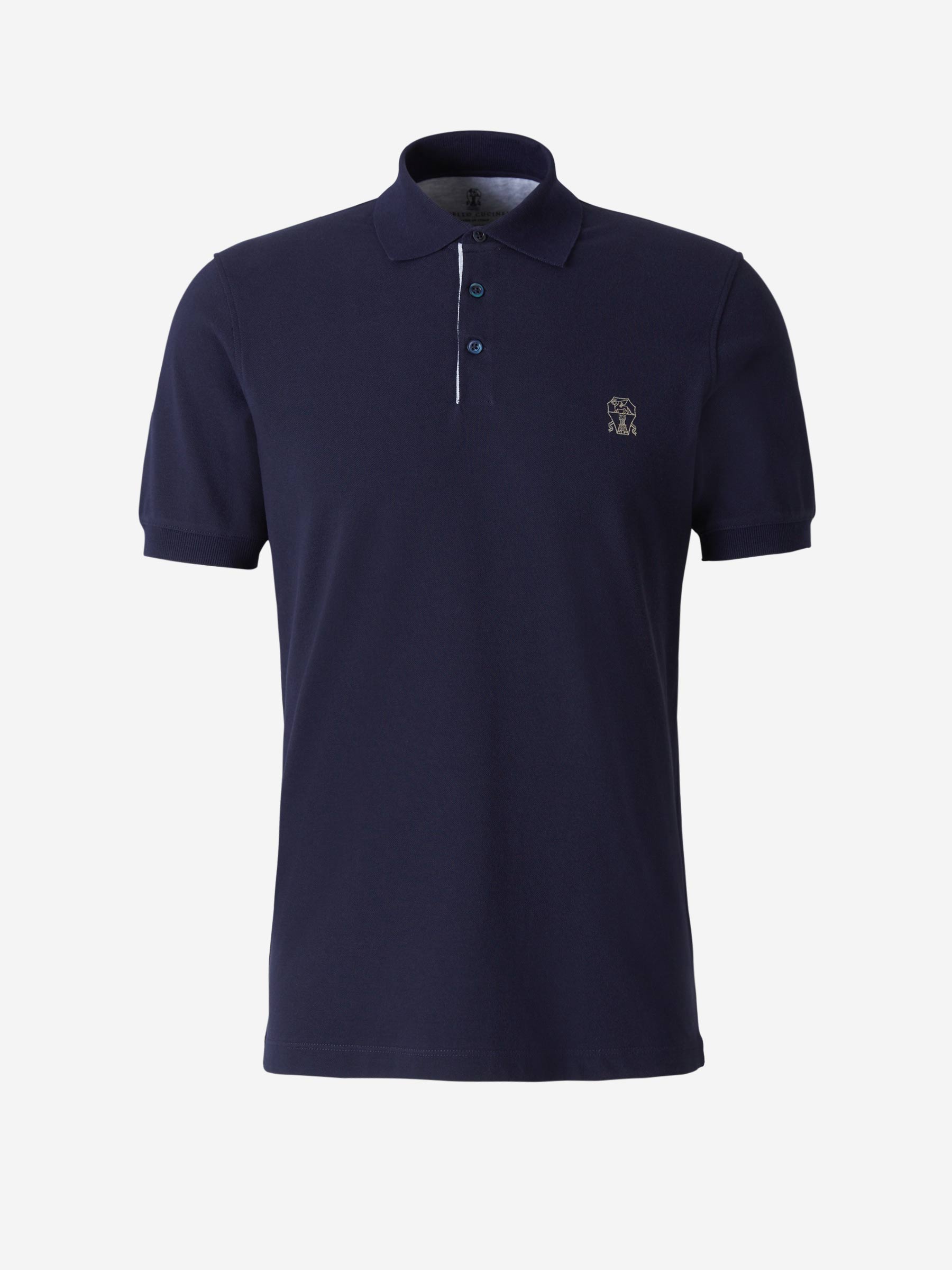 Outlet online Brunello Cucinelli Hombre Polo Piqué Logo color Azul Noche sku 552-001171 03 - Foto 1