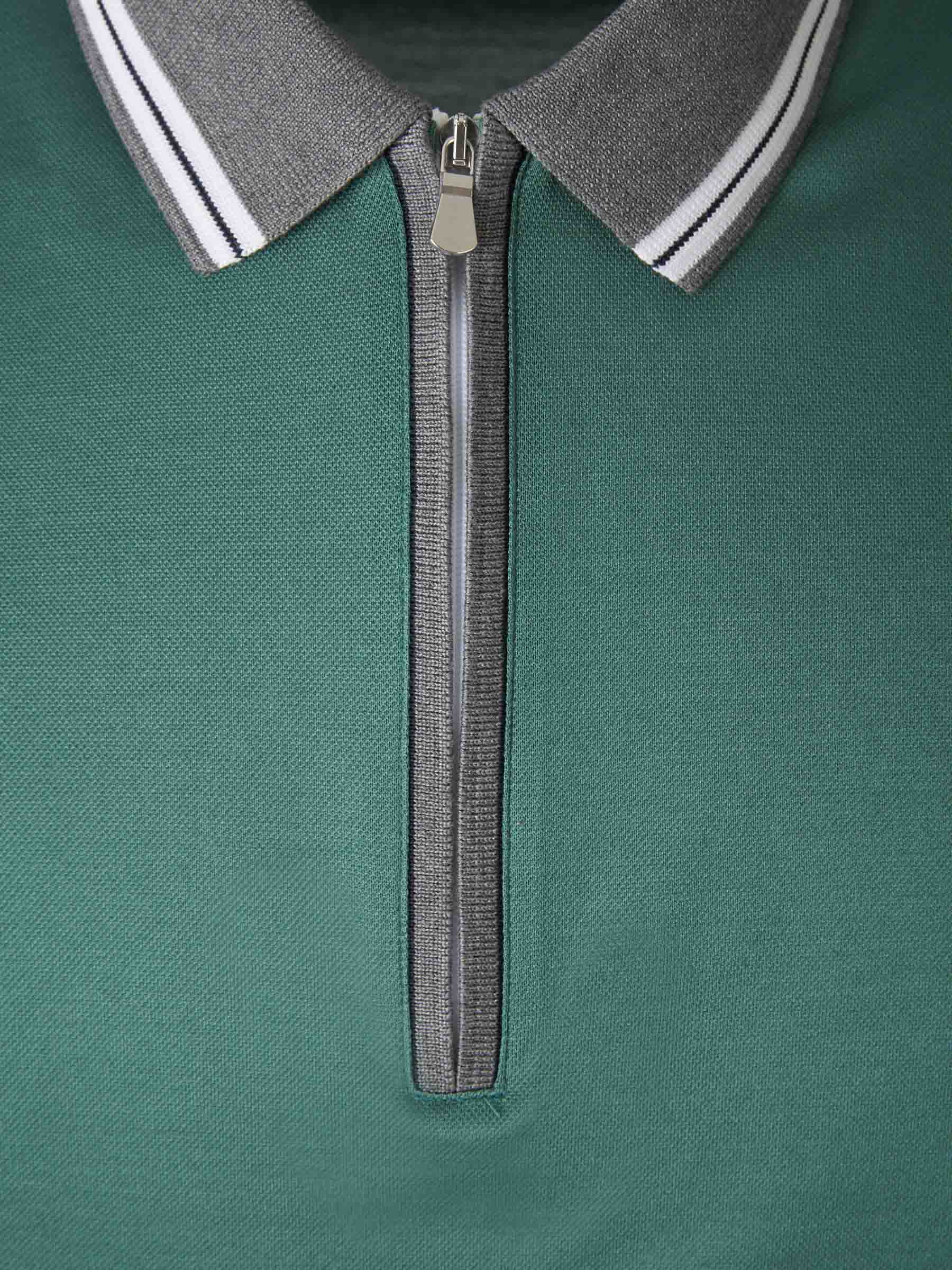 Gran Sasso Polo Piqué Bicolor Cremallera color Verde Oscuro sku 552-001223 04 - Foto 3