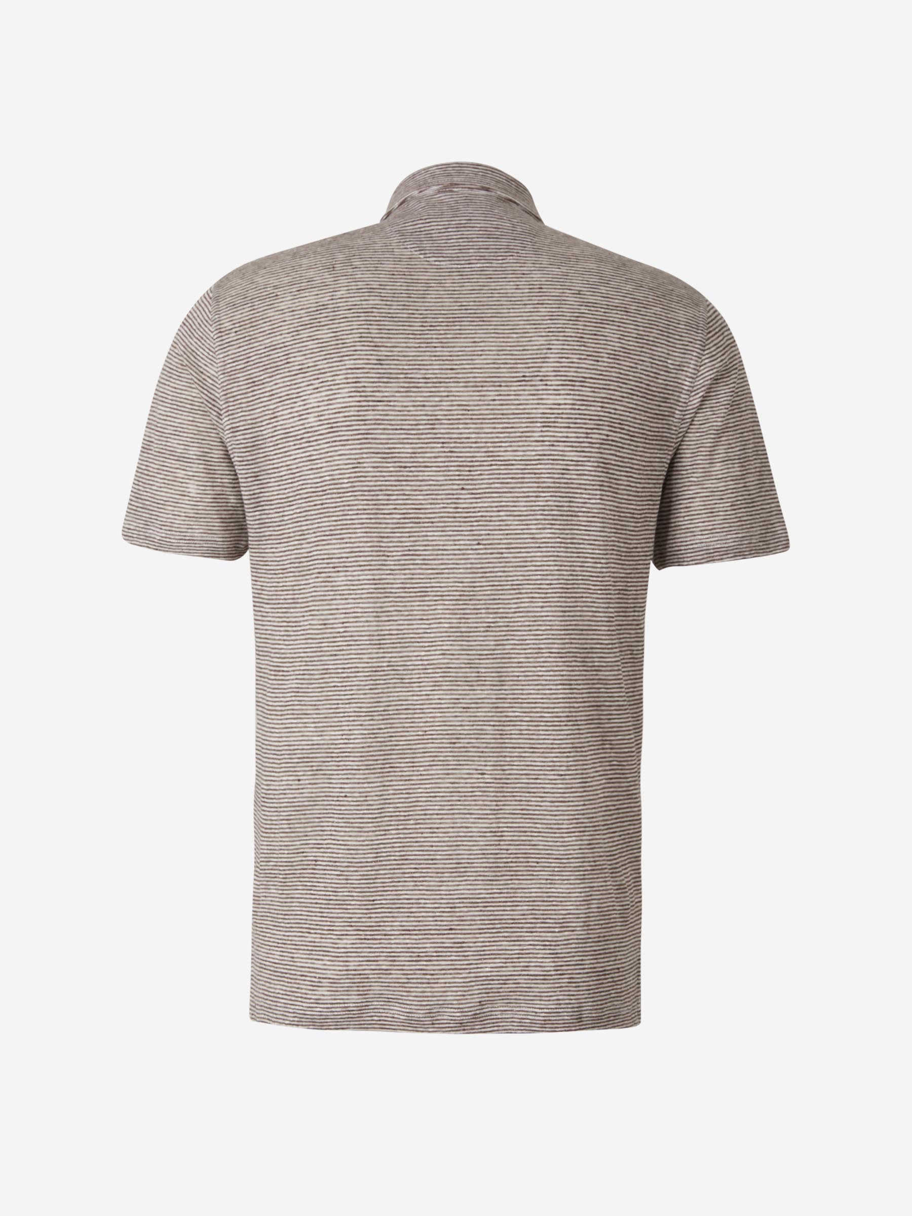 Outlet online Fedeli Hombre Polo Motivo Rayas Lino color Marrón Oscuro sku 552-001326 02 - Foto 2