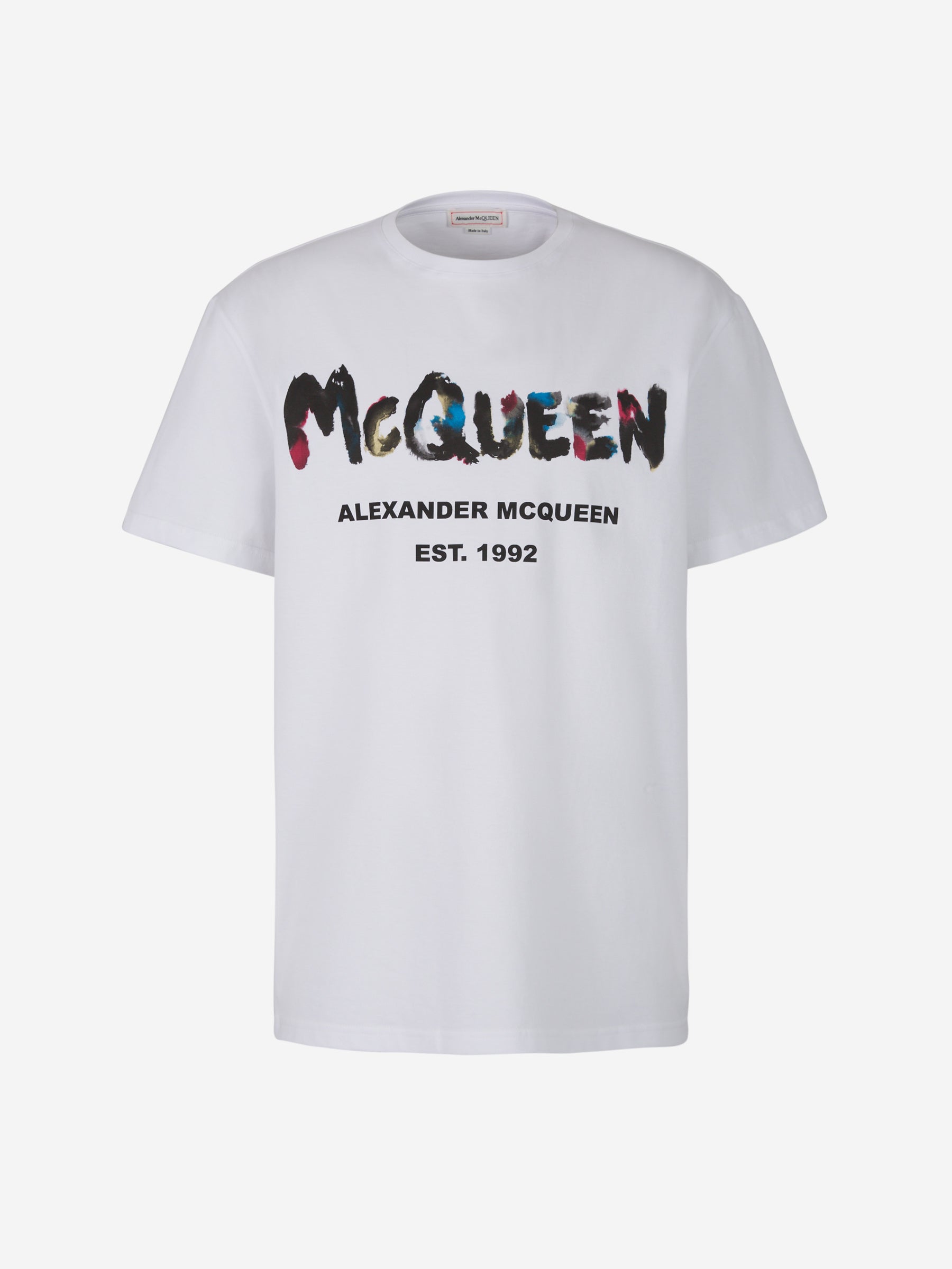 Alexander McQueen Camiseta Logo Watercolor color Blanco sku 553-002966 01 - Foto 1