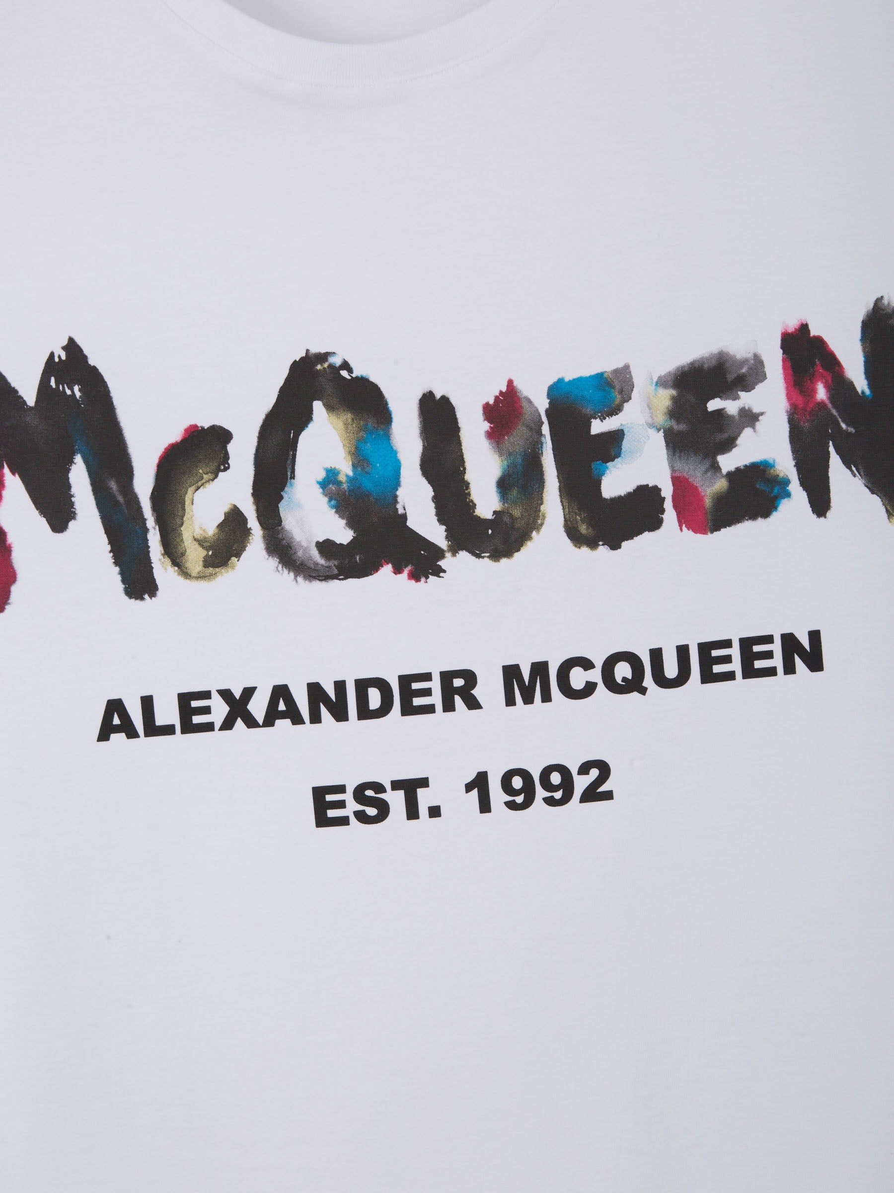 Alexander McQueen Camiseta Logo Watercolor color Blanco sku 553-002966 01 - Foto 4